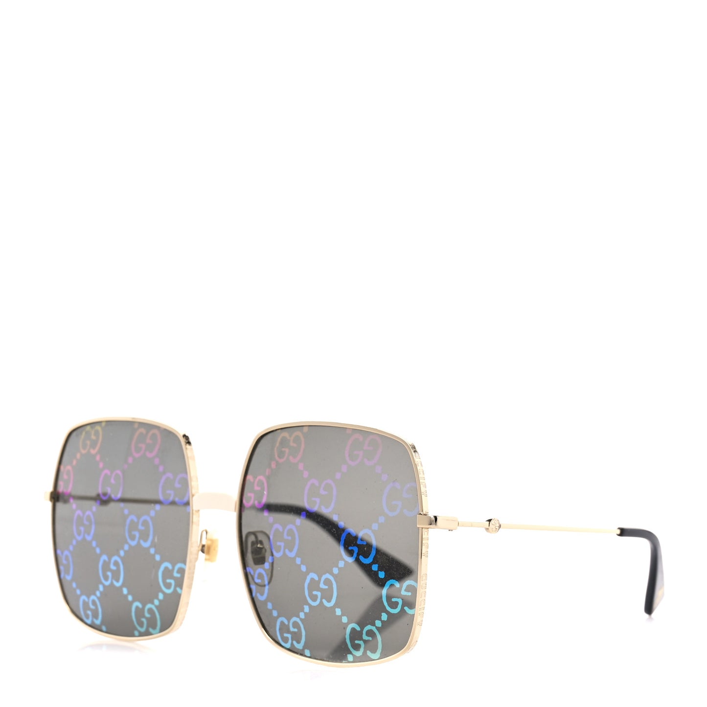 Metal Rectangular Frame Sunglasses GG0414S Gold Multicolor