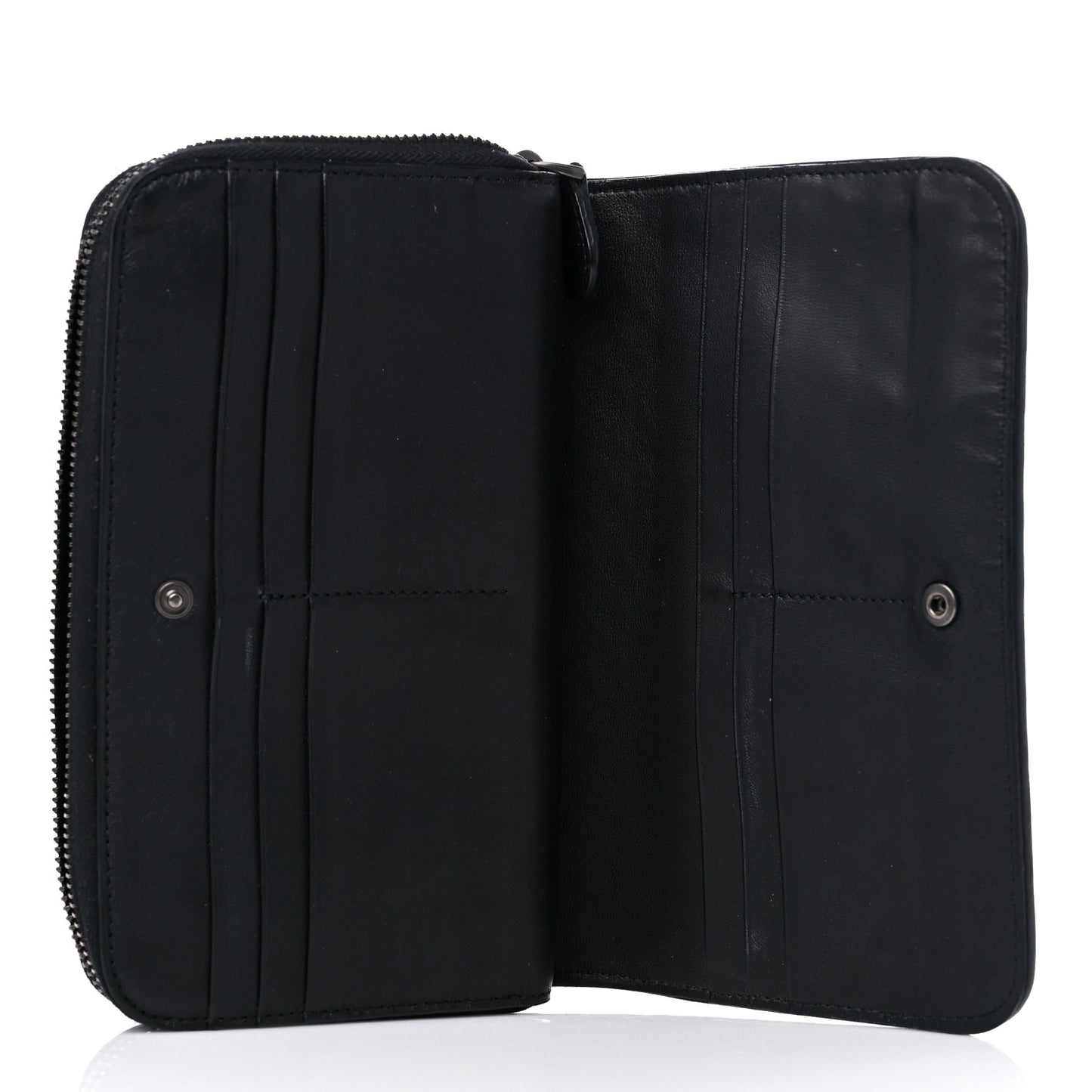 Nappa Intrecciato Zip Around Wallet Black