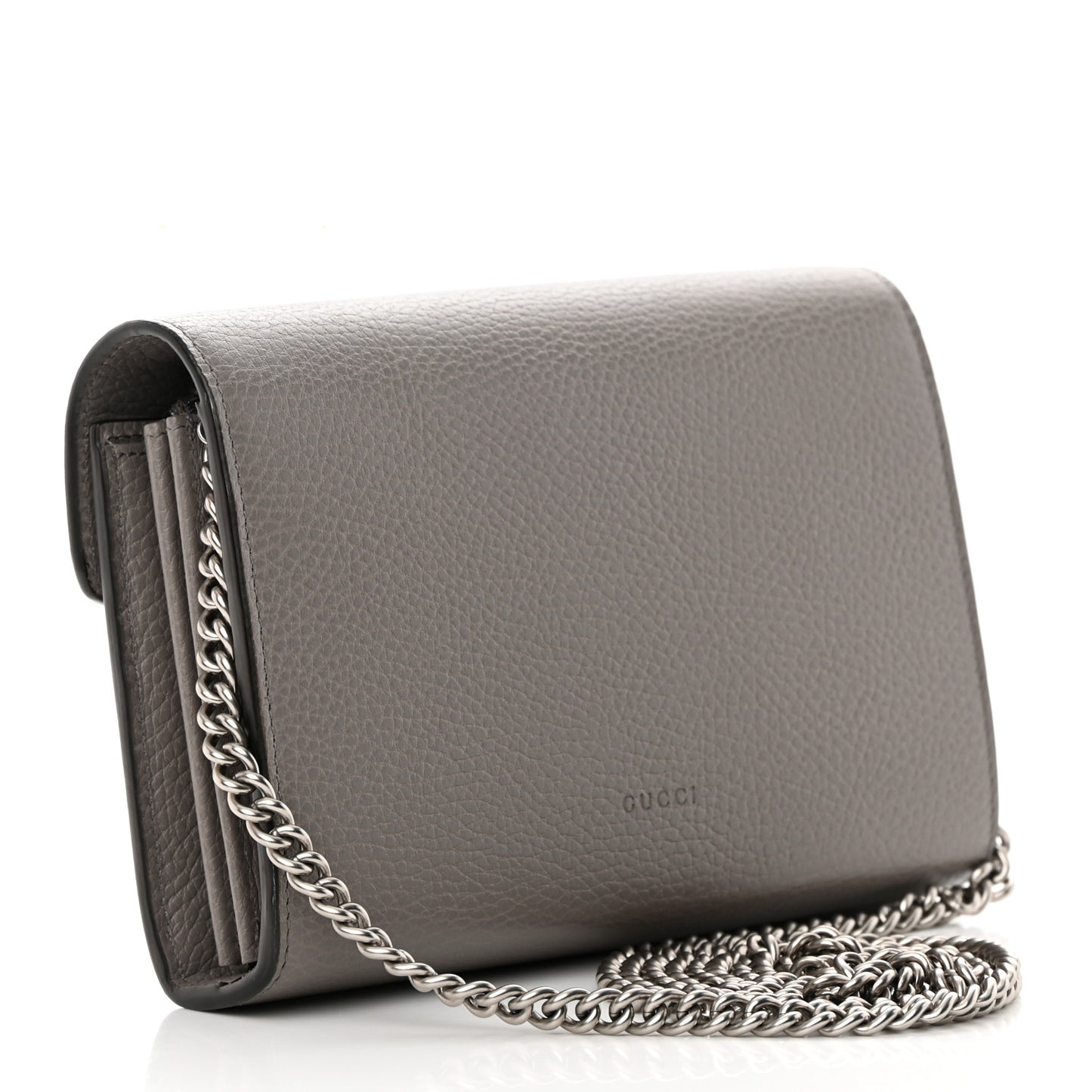 Dollar Calfskin Crystal Mini Dionysus Chain Wallet Dusty Grey Black Diamond