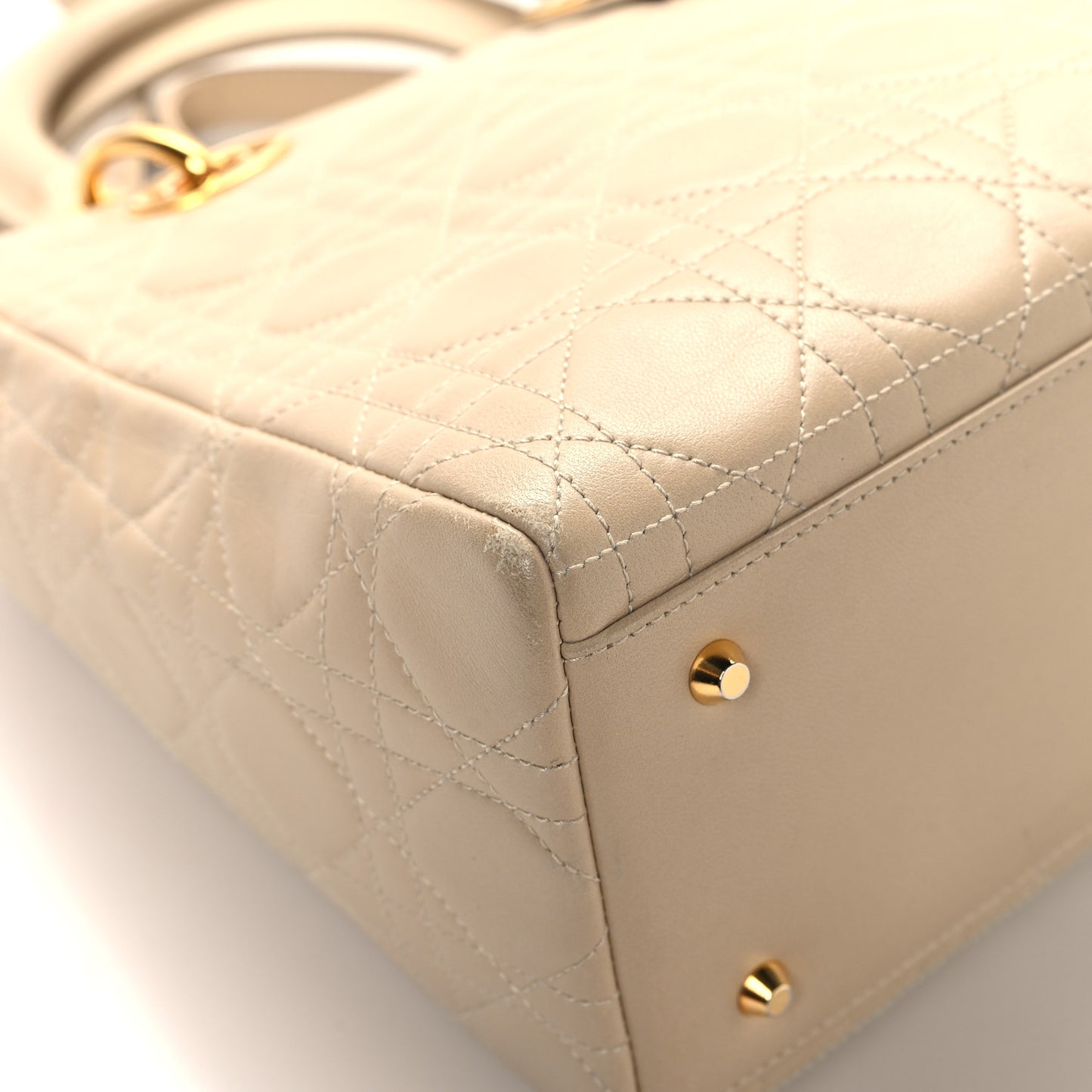 Lambskin Cannage Medium Lady Dior Light Beige