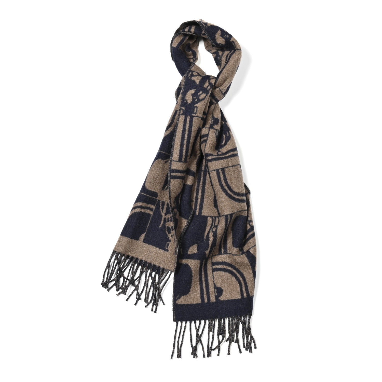 Hermes Cashmere Brides de Gala en Desordre Muffler Marine Etoupe