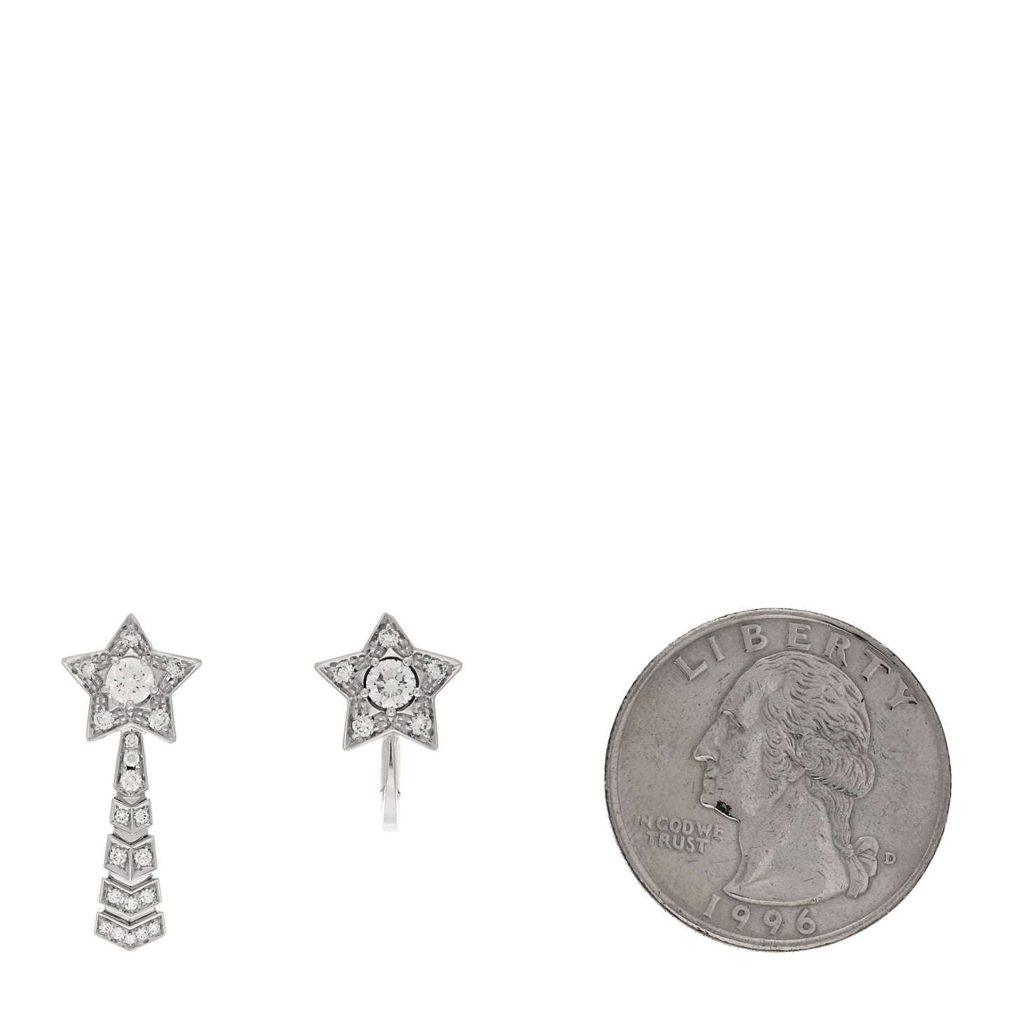 18K White Gold Diamond Comete Chevron Earrings