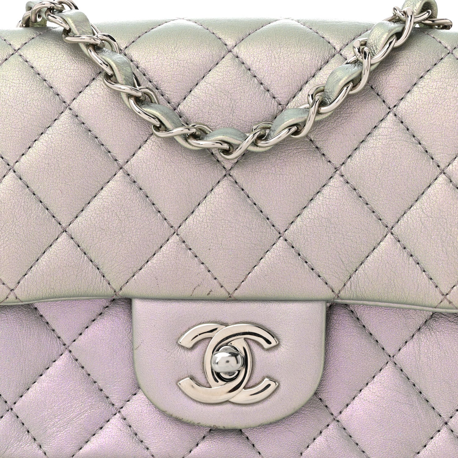 Chanel Iridescent Lambskin Quilted Mini Square Flap Light Purple 8 of 11