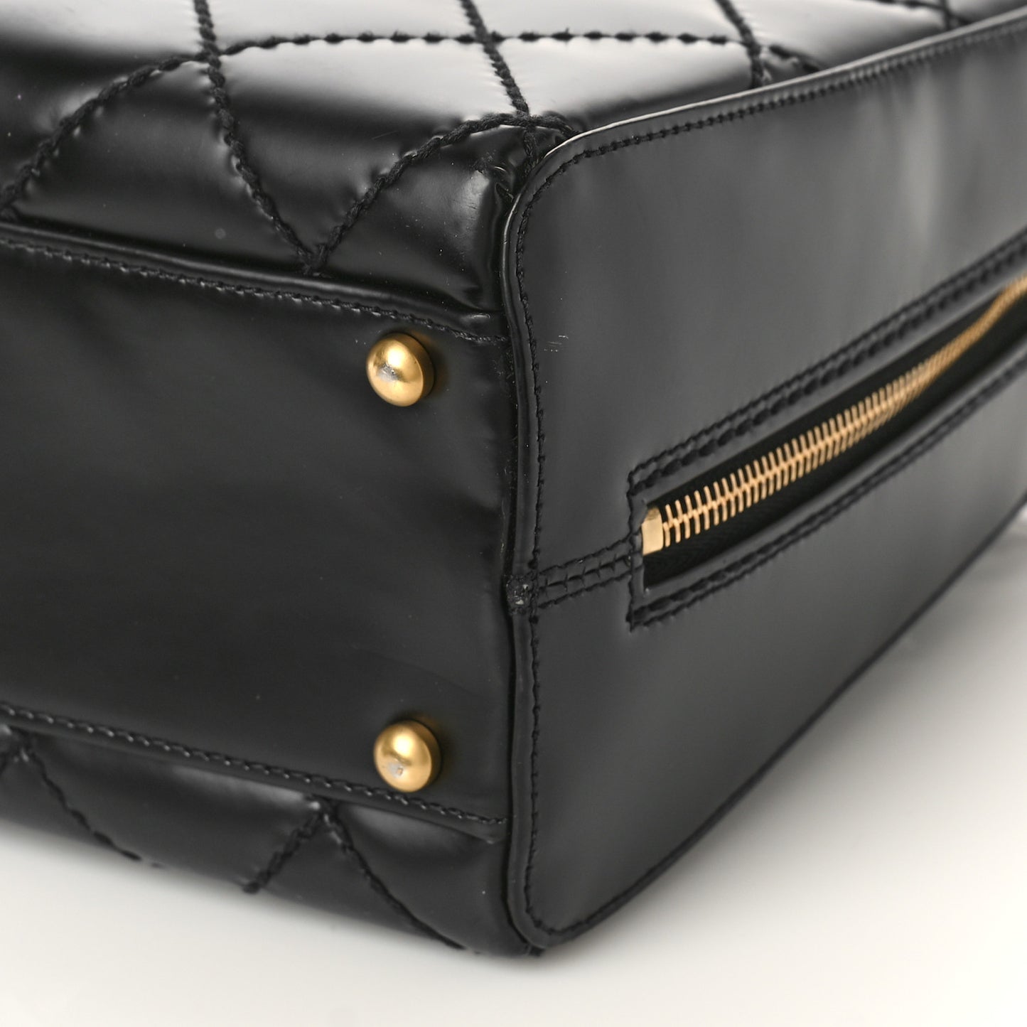 Calfskin Stitch Surpique Bowler Black