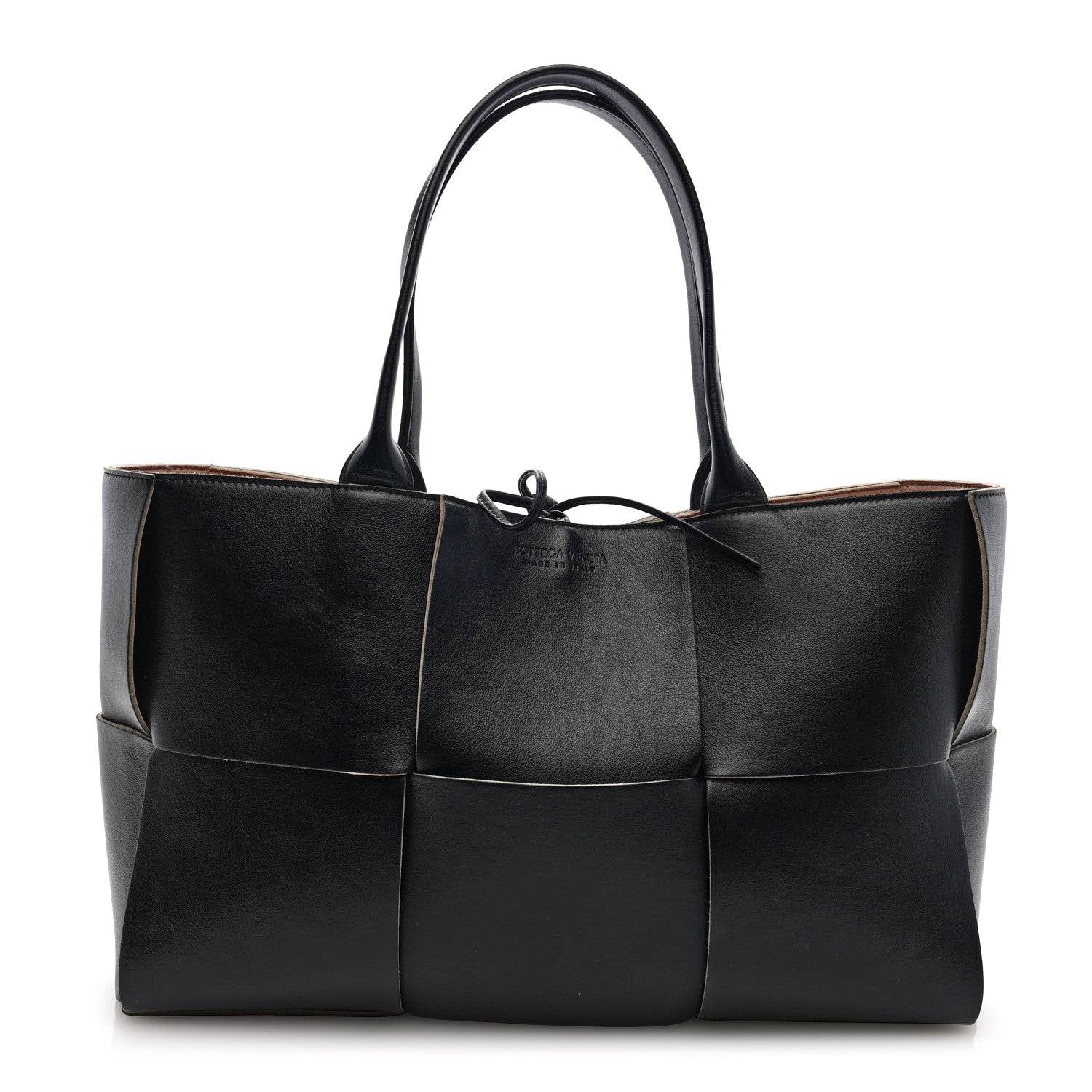 BOTTEGA VENETA ガンメタリックケース Bottega Veneta Nappa Maxi Intrecciato Medium Arco Tote Black Tan