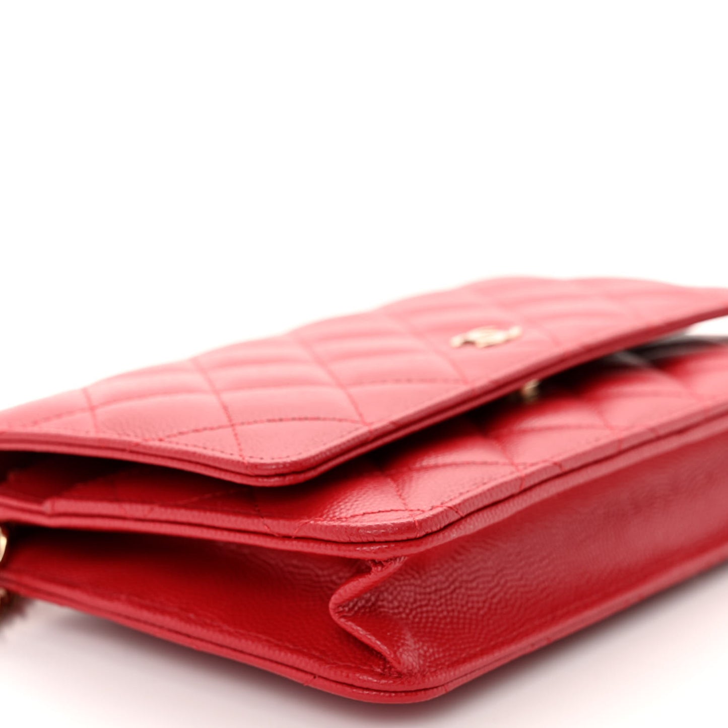 Caviar Quilted Wallet on Chain WOC Red