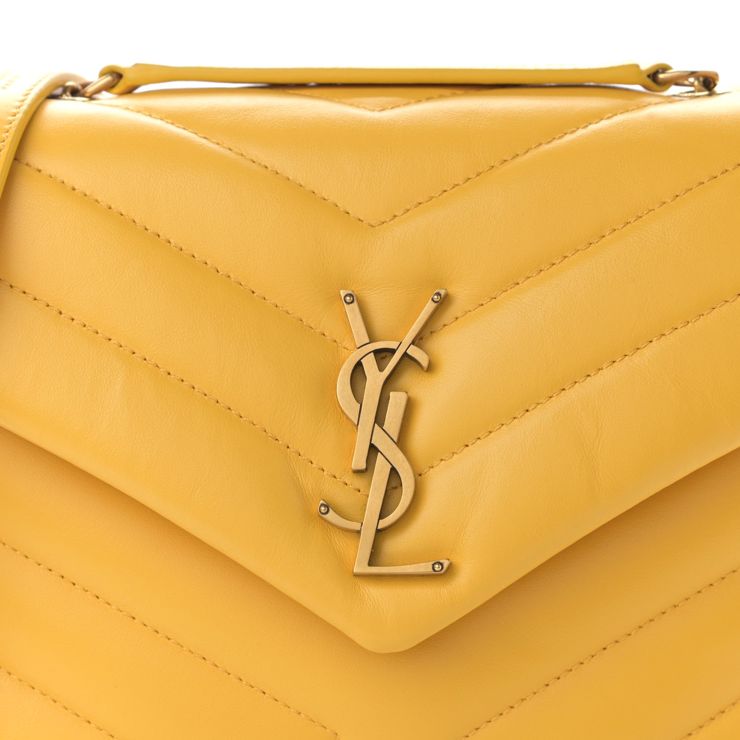 Saint Laurent Calfskin Y Quilted Monogram Small Loulou Chain Satchel Sunflower 9 of 9