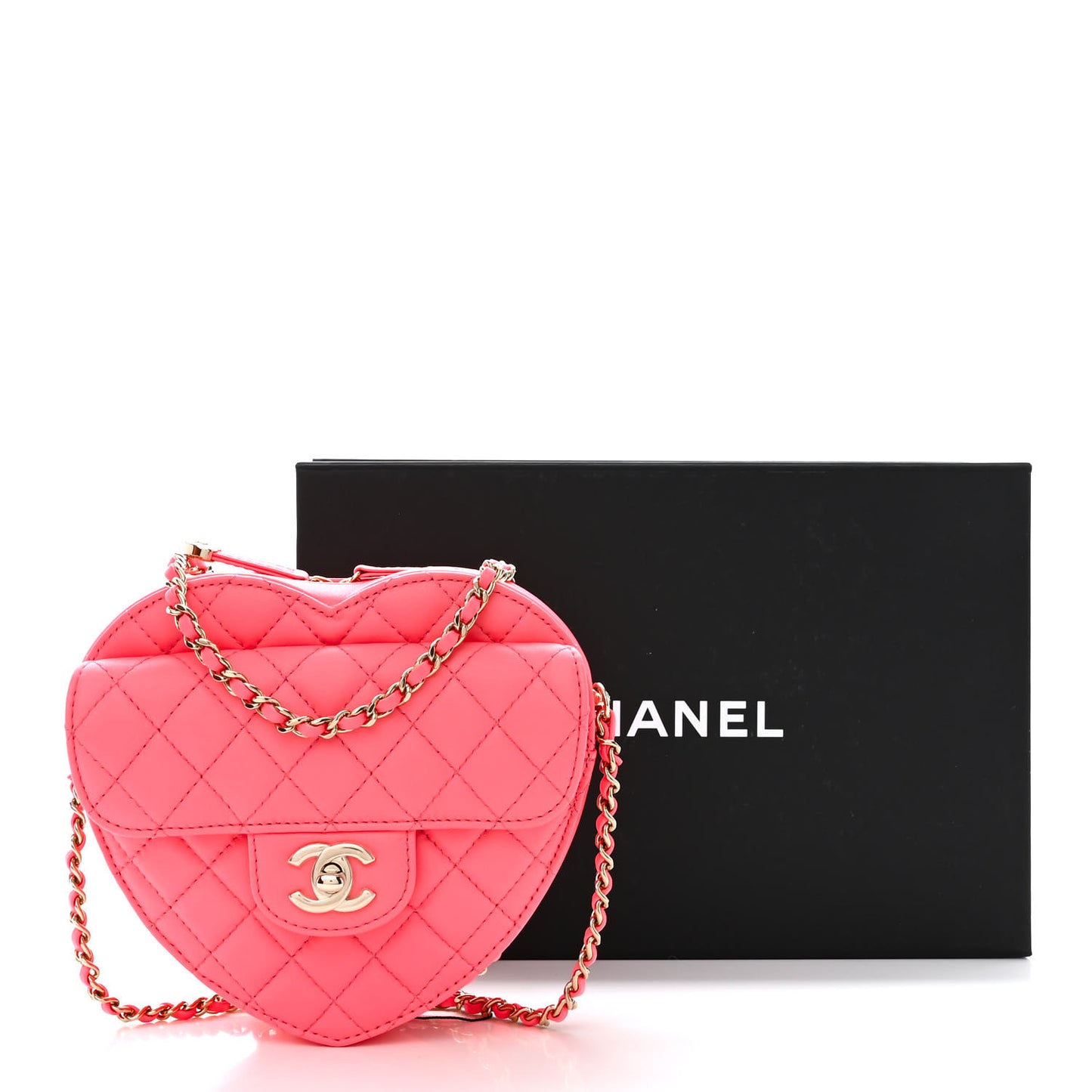 Lambskin Quilted CC In Love Heart Bag Pink
