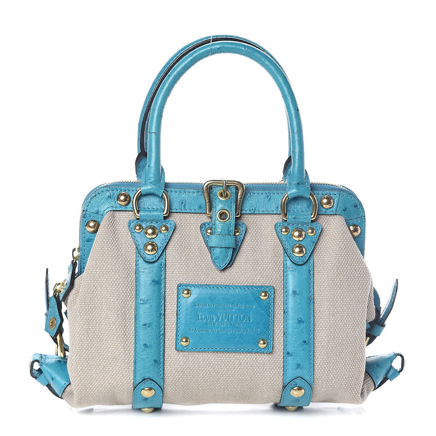 Louis Vuitton Toile Ostrich Trianon Sac De Nuit MM Turquoise 1 of 10