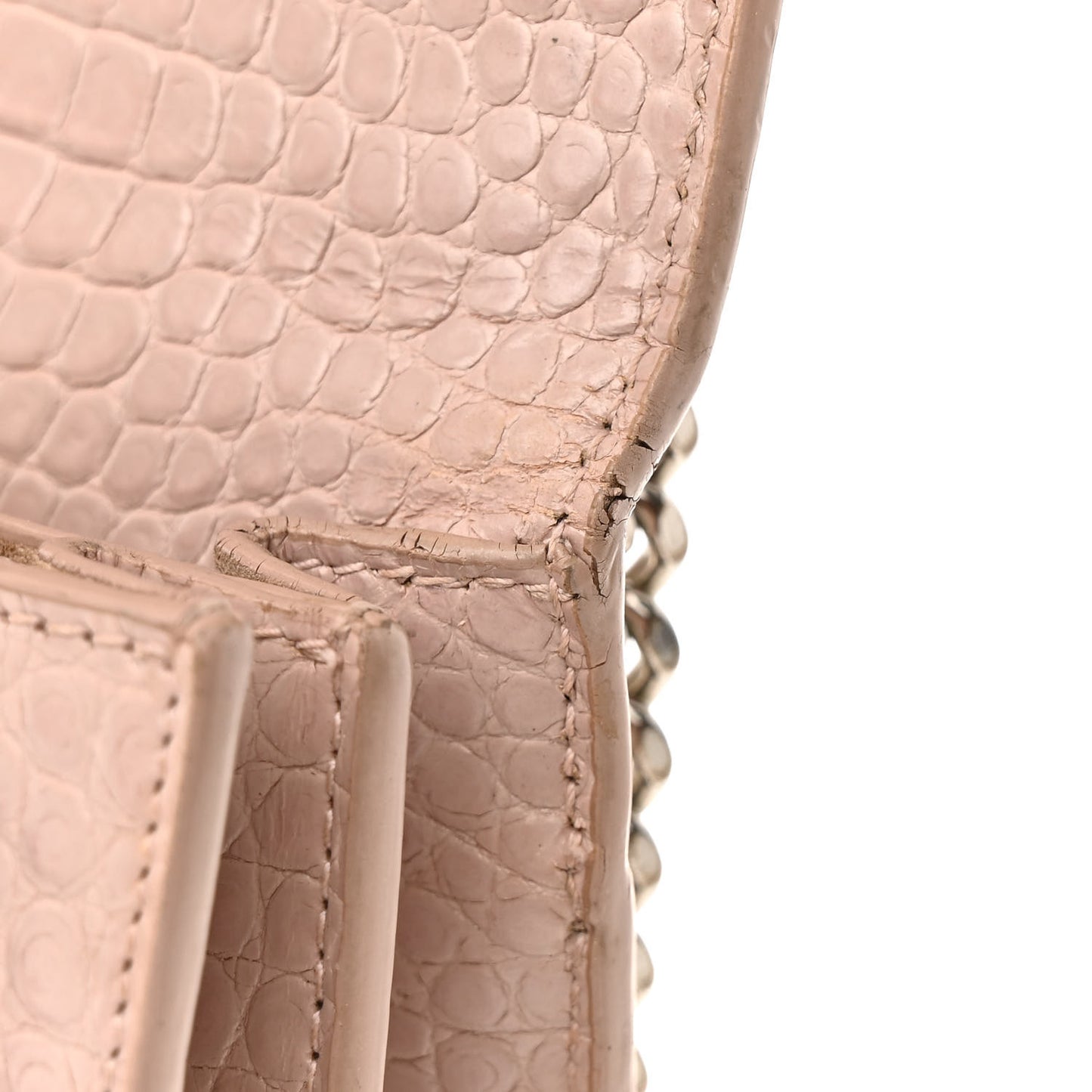 Calfskin Crocodile Embossed Medium Monogram Sunset Rose Antic