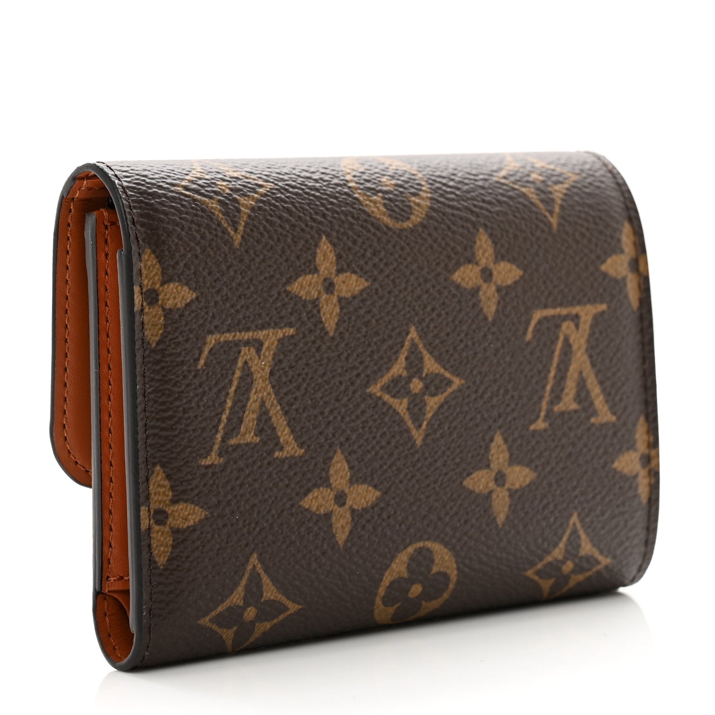Monogram Flower Lock Compact Wallet Caramel