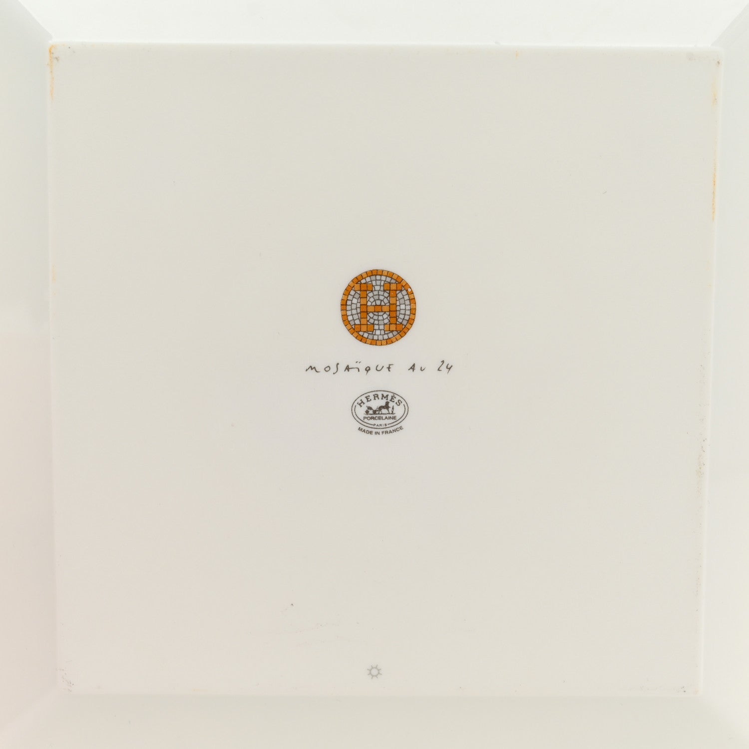 Hermes Porcelain Mosaique Au 24 Set of 3 Square Plates Gold 5 of 14