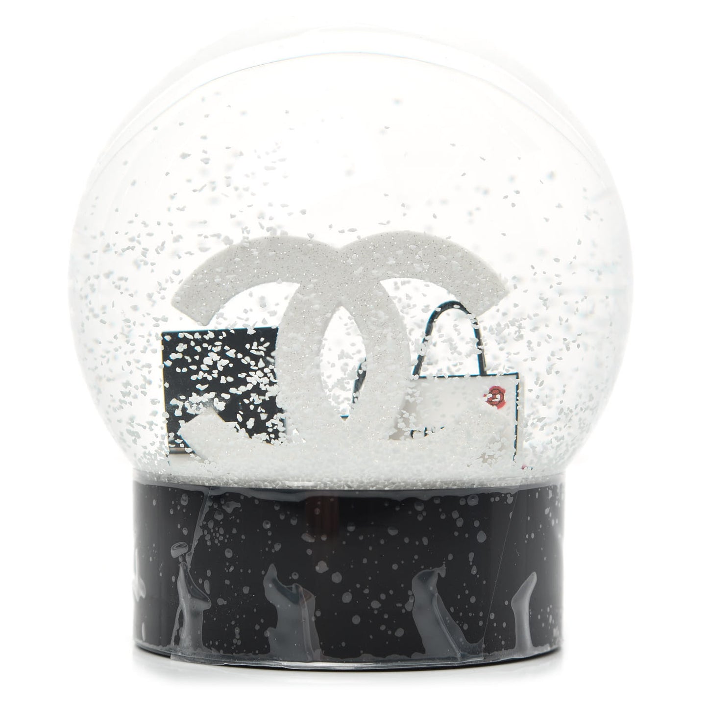 Glass CC Shopping Bag Snow Globe