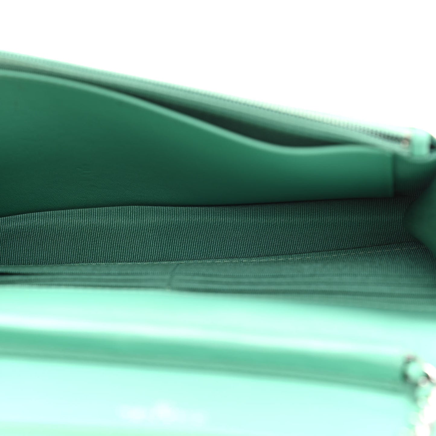 Patent Quilted Wallet On Chain WOC Light Green