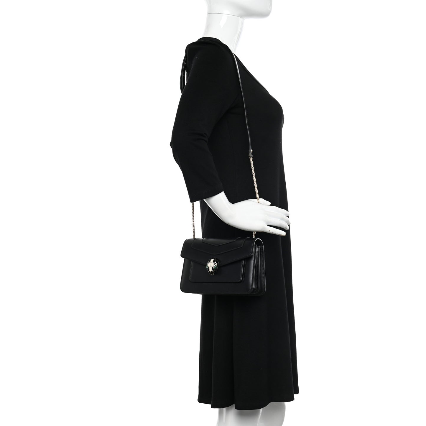 Calfskin Serpenti Forever Crossbody Bag Black