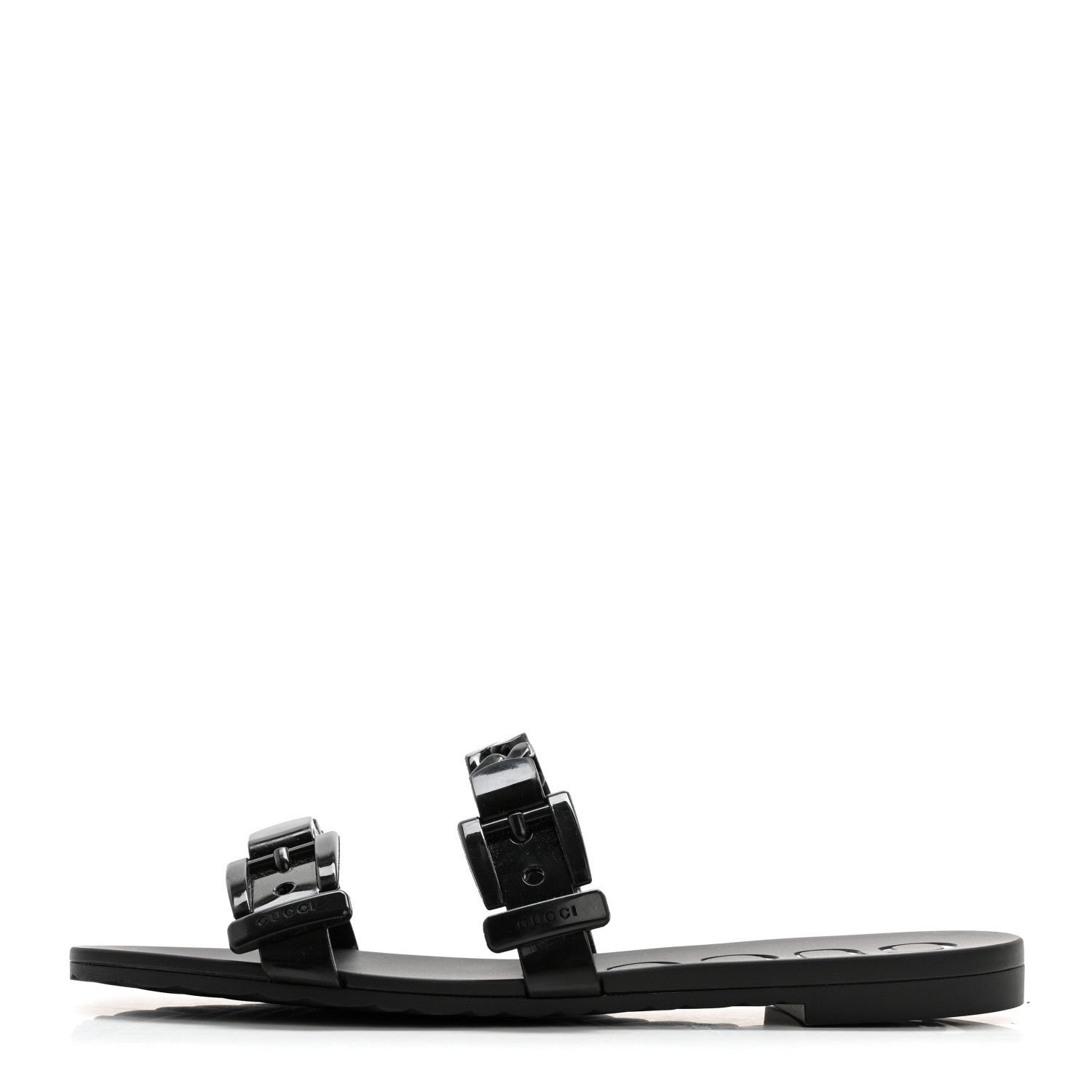 Authentic Gucci  RUBBER  SLIDE SANDAL in black - Size 9 Sandals Gucci Black size 9 UK in Rubber - 43660760 main image 2