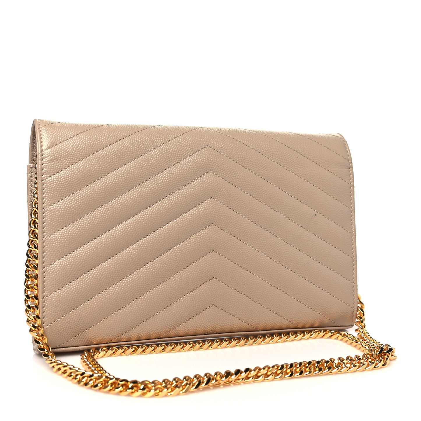 Grain De Poudre Matelasse Chevron Monogram Chain Wallet Nude Powder