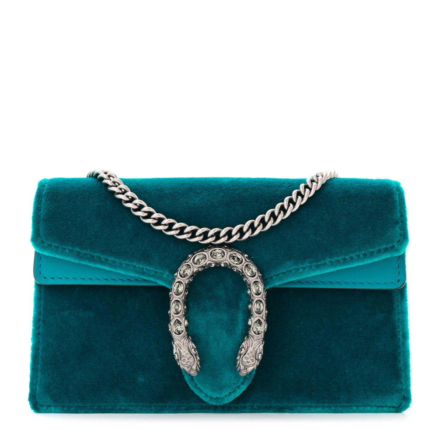 Velvet Super Mini Dionysus Shoulder Bag Pavone Cyan