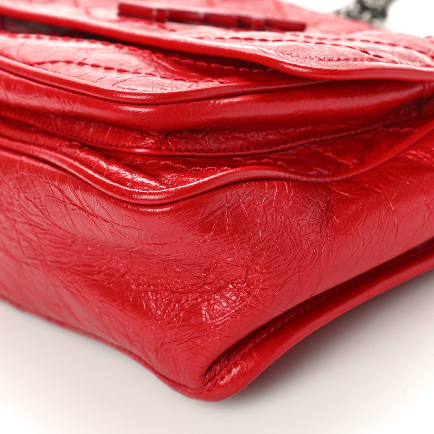 Crinkled Calfskin Matelasse Monogram Baby Niki Chain Satchel Rouge Eros