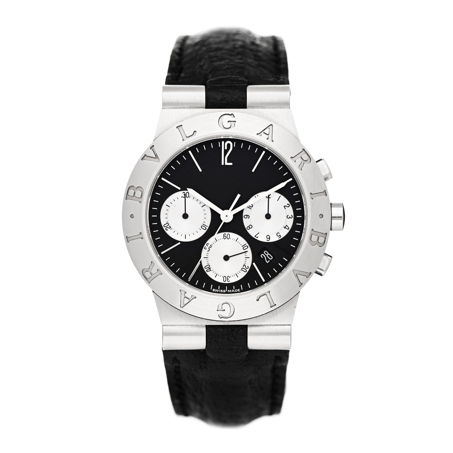 Stainless Steel Calfskin 35mm Diagono Quartz Watch Black