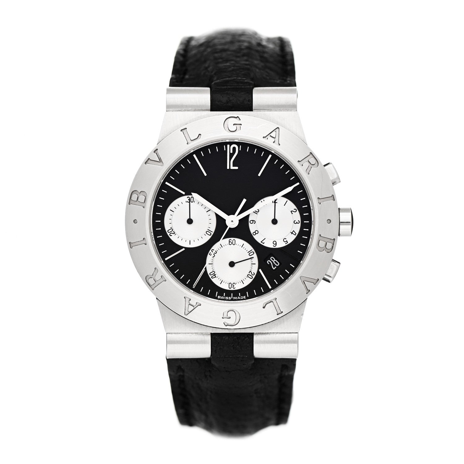 Bulgari Stainless Steel Calfskin 35mm Diagono Quartz Watch Black 1 of 4