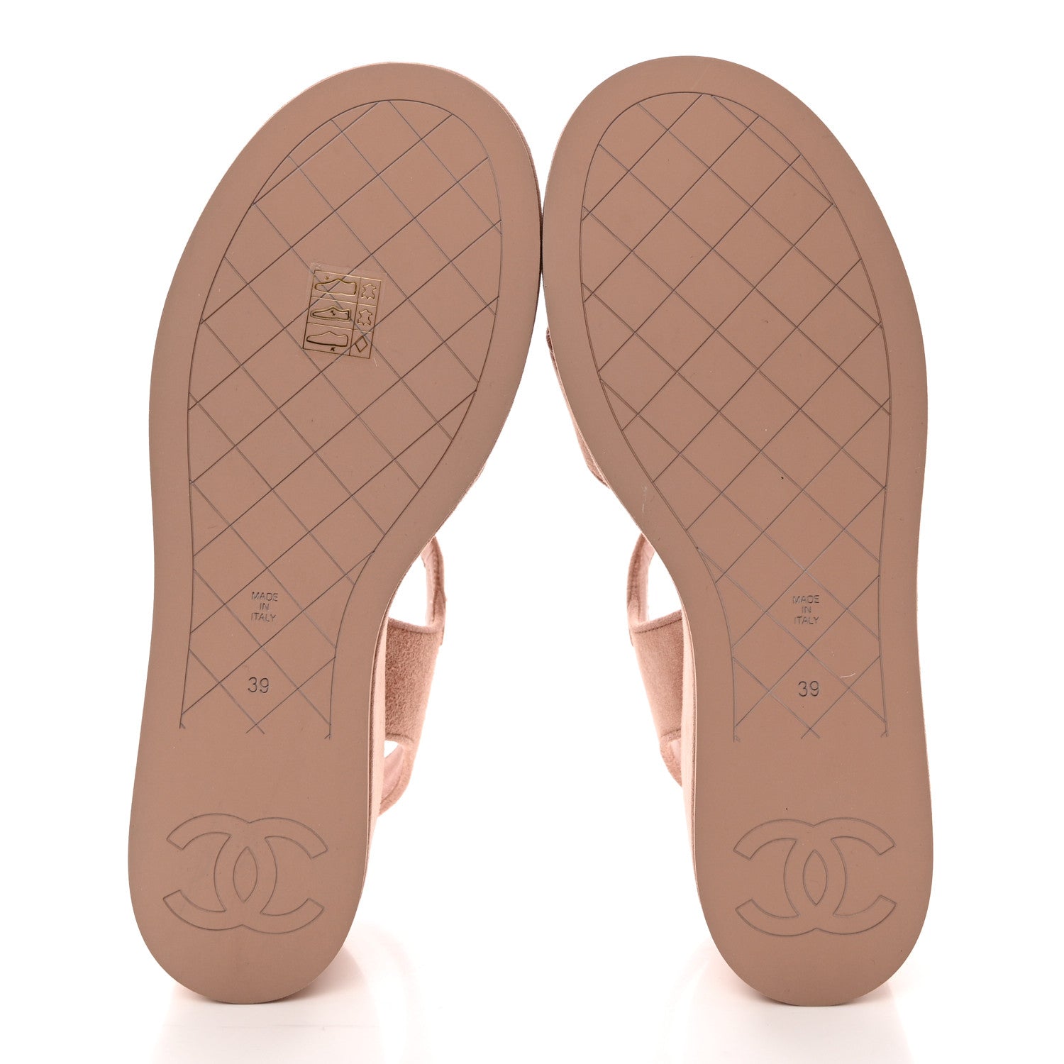 Chanel Suede Calfskin Peep Toe Wedge Sandals 39 Light Pink 5 of 13