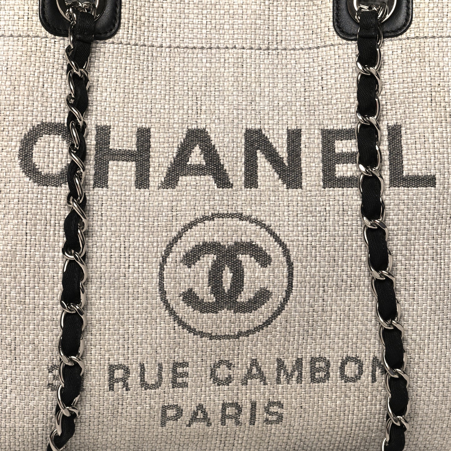 Woven Straw Raffia Medium Deauville Tote Grey