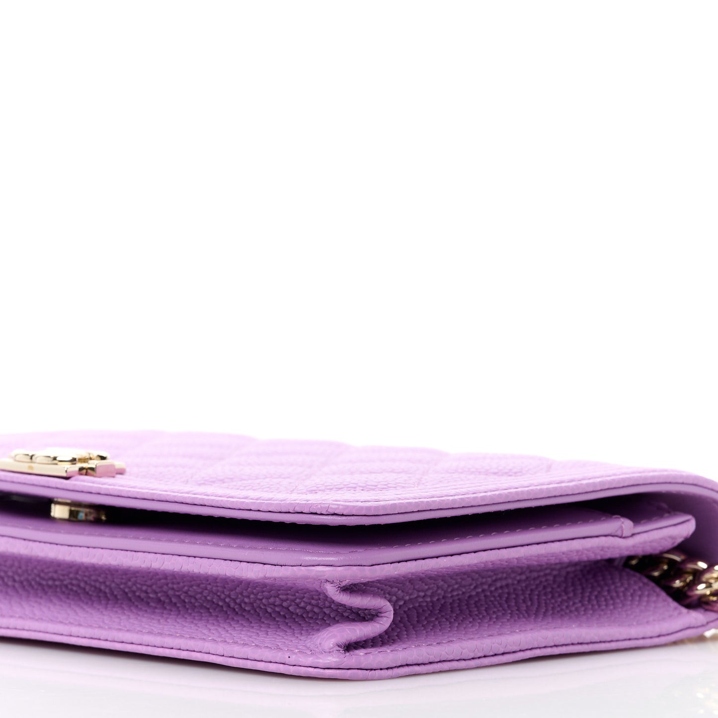 Caviar Quilted Boy Wallet On Chain WOC Purple