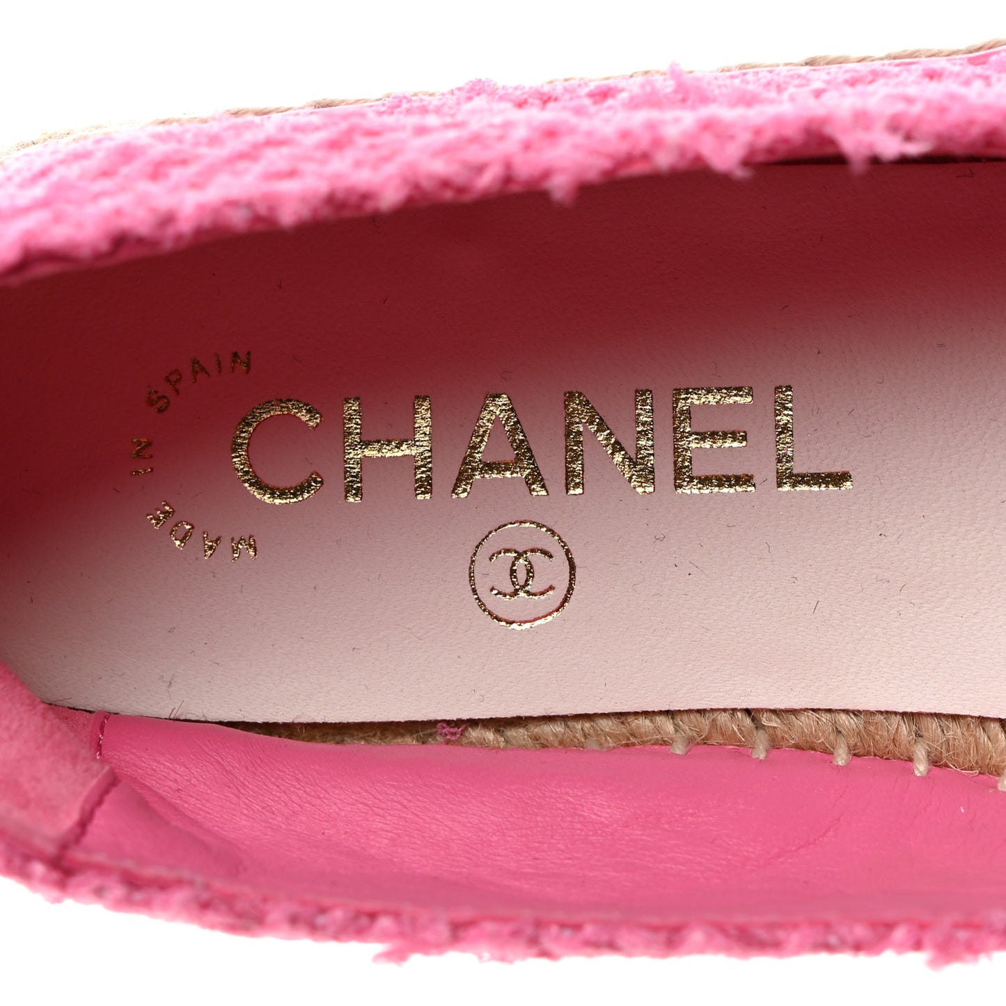 Tweed Lambskin CC Espadrilles 38 Hot Pink