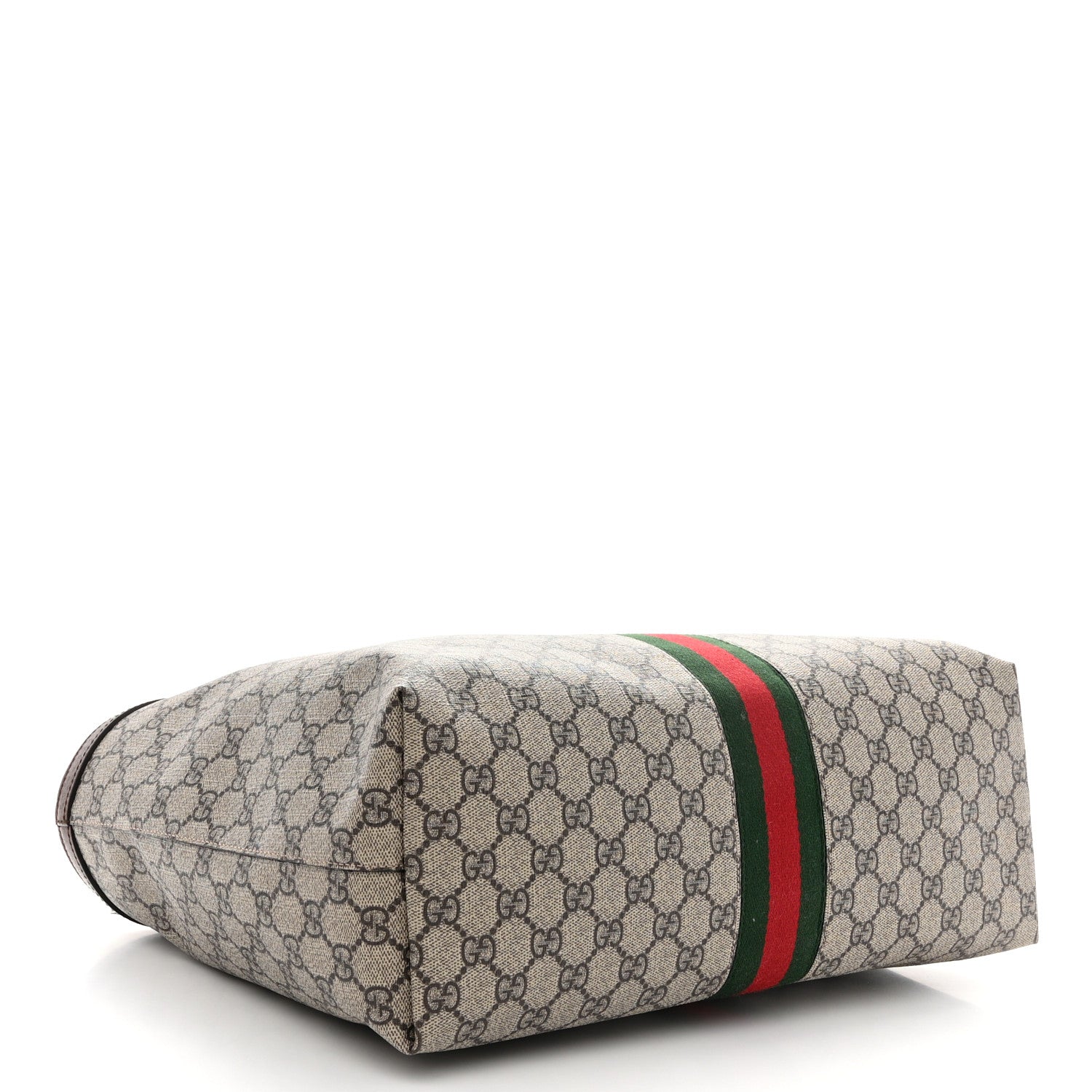Gucci GG Supreme Monogram Textured Calfskin Web Medium Ophidia Shopping Tote Beige Ebony New Acero 3 of 9