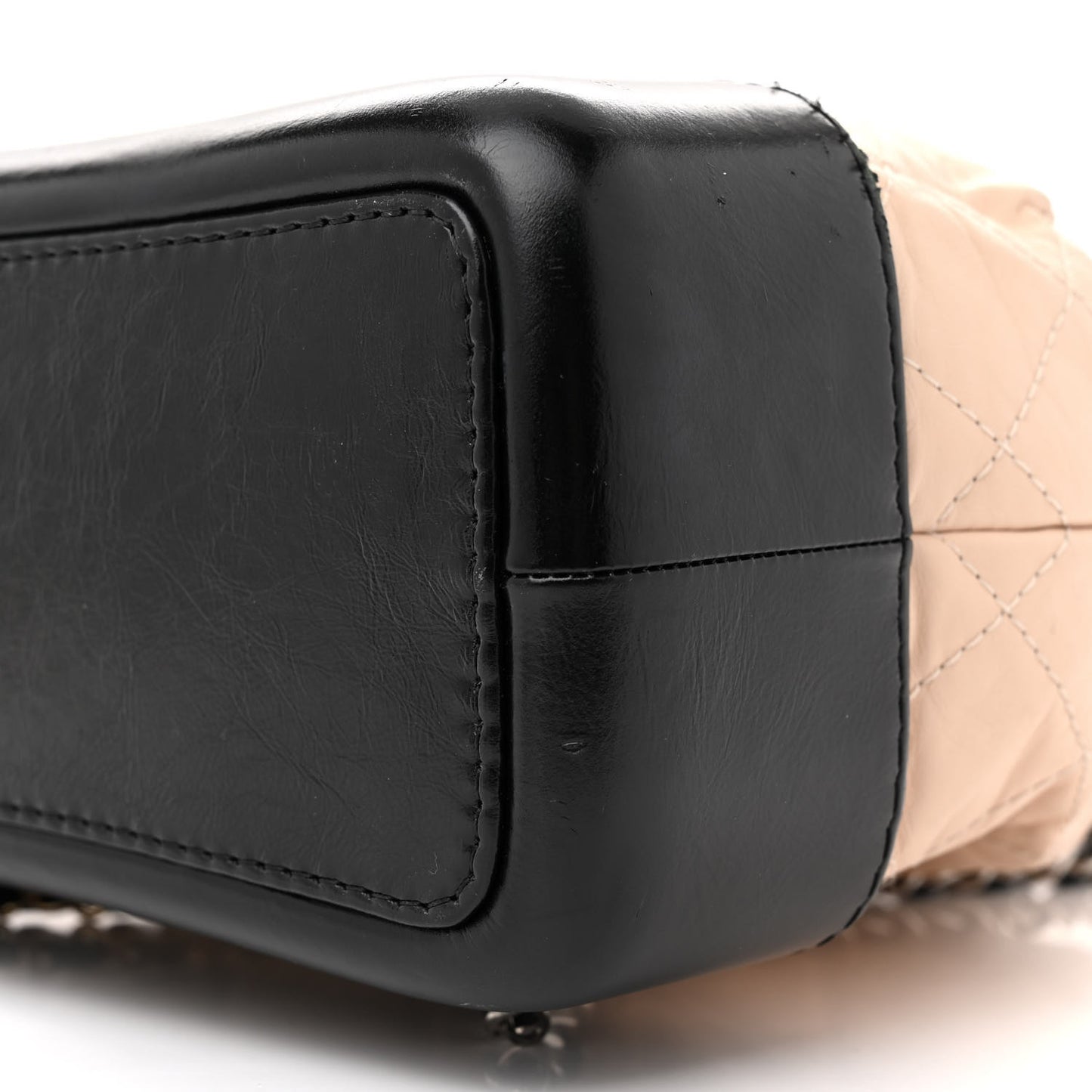 Aged Calfskin Quilted Small Gabrielle Backpack Beige Black