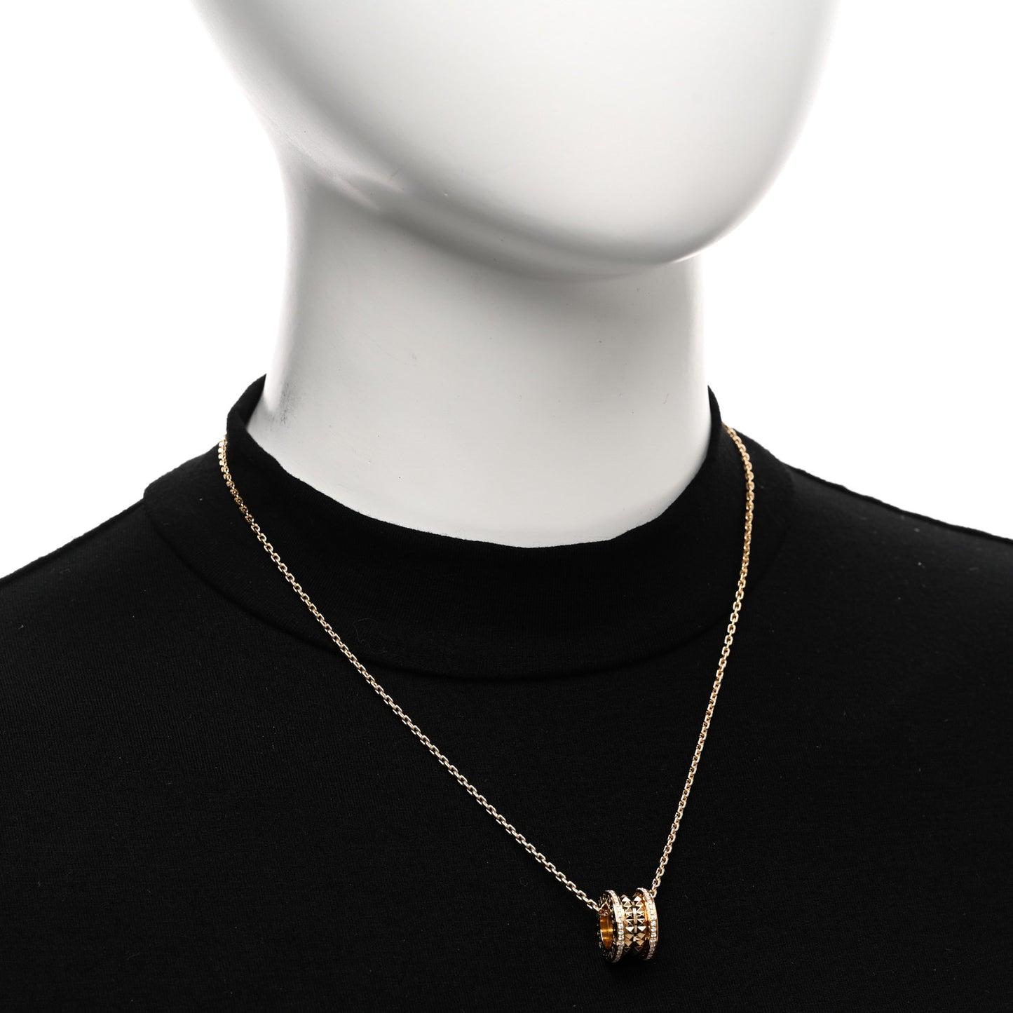 18K Yellow Gold Diamond .38ctw B.Zero1 Rock Pendant Necklace