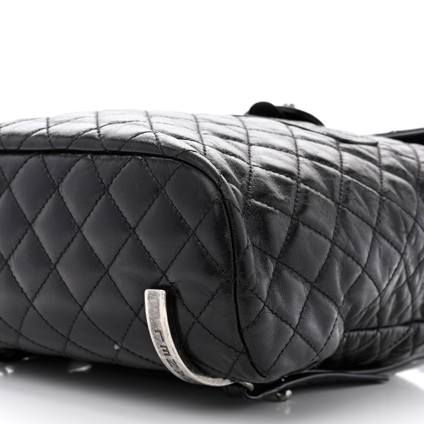 Glazed Calfskin Quilted Large Salzburg Backpack Black