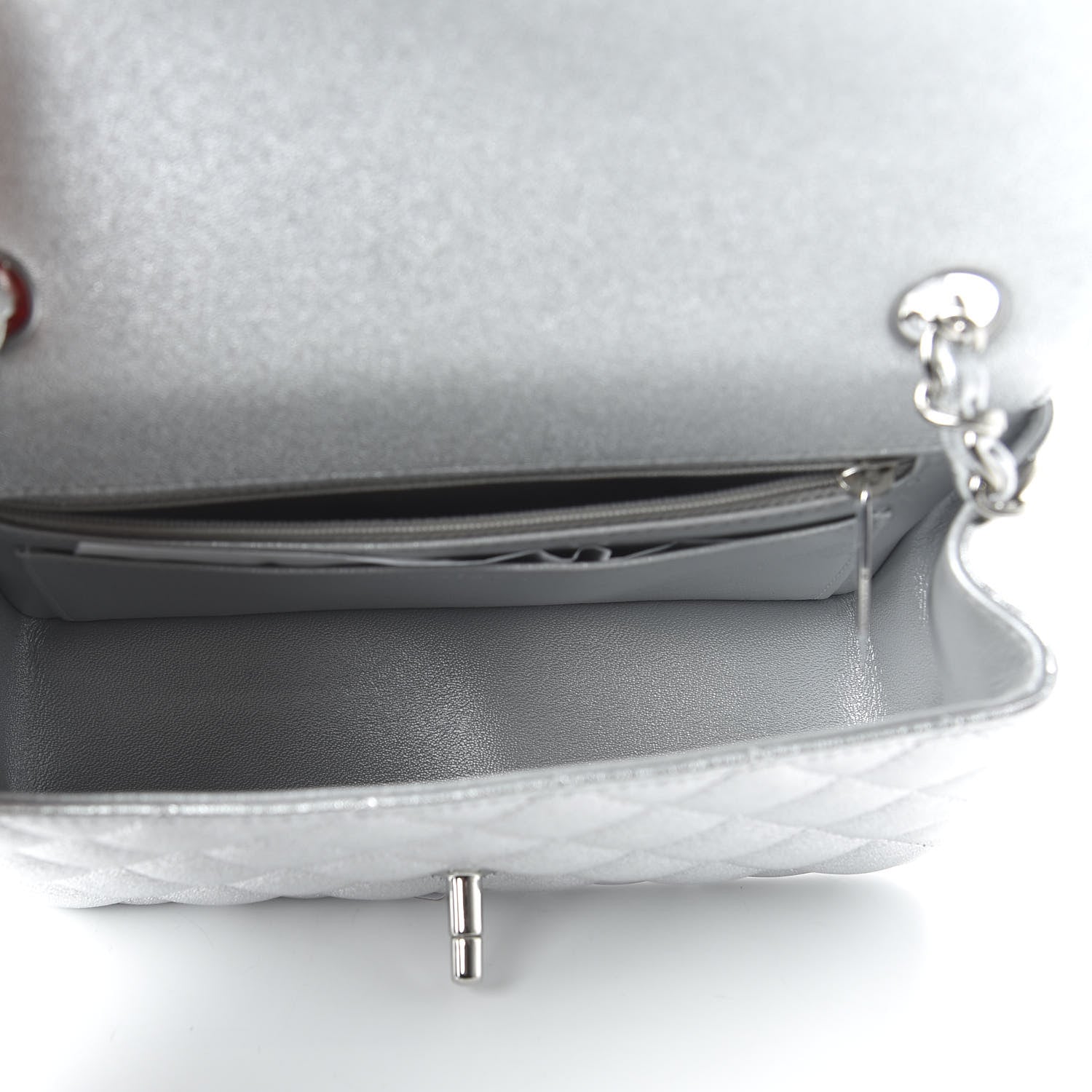 Chanel Metallic Lambskin Quilted Mini Rectangular Flap Silver 5 of 10