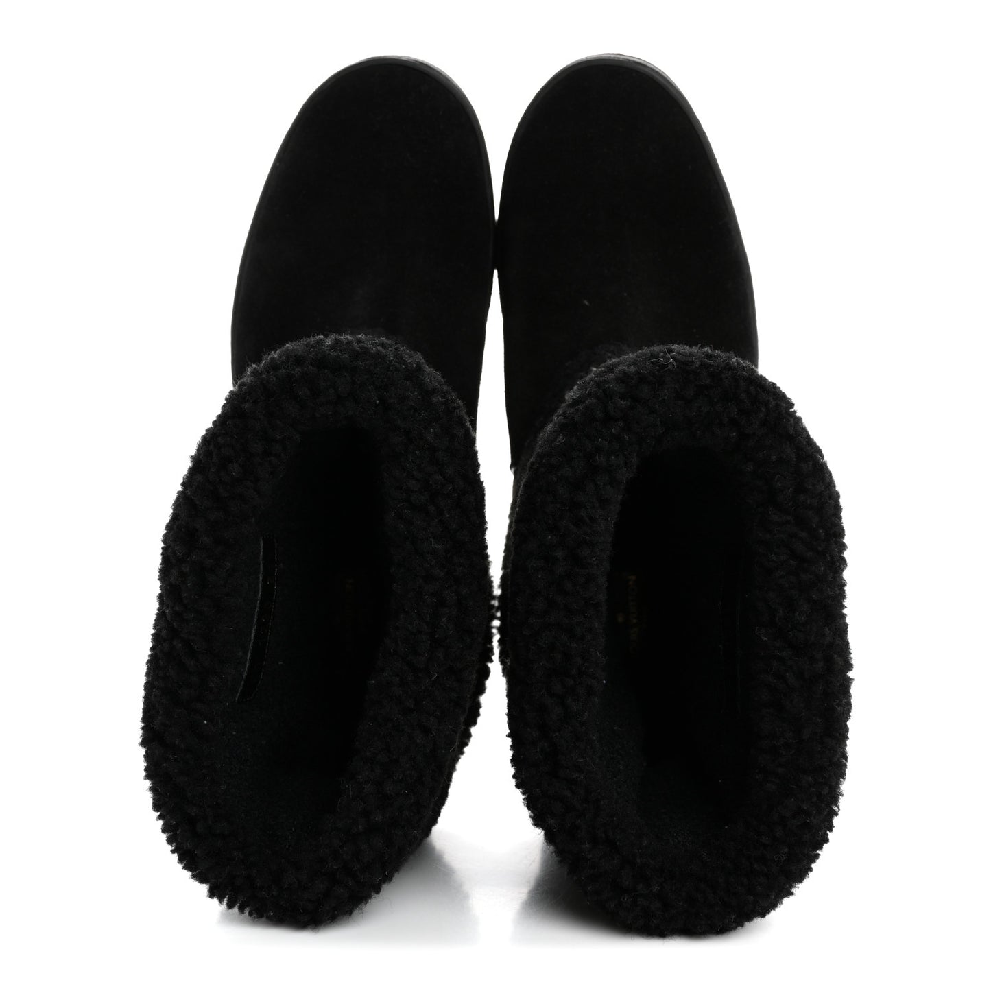 Suede Calfskin Shearling Snowdrop Flat Ankle Boot 38.5 Black