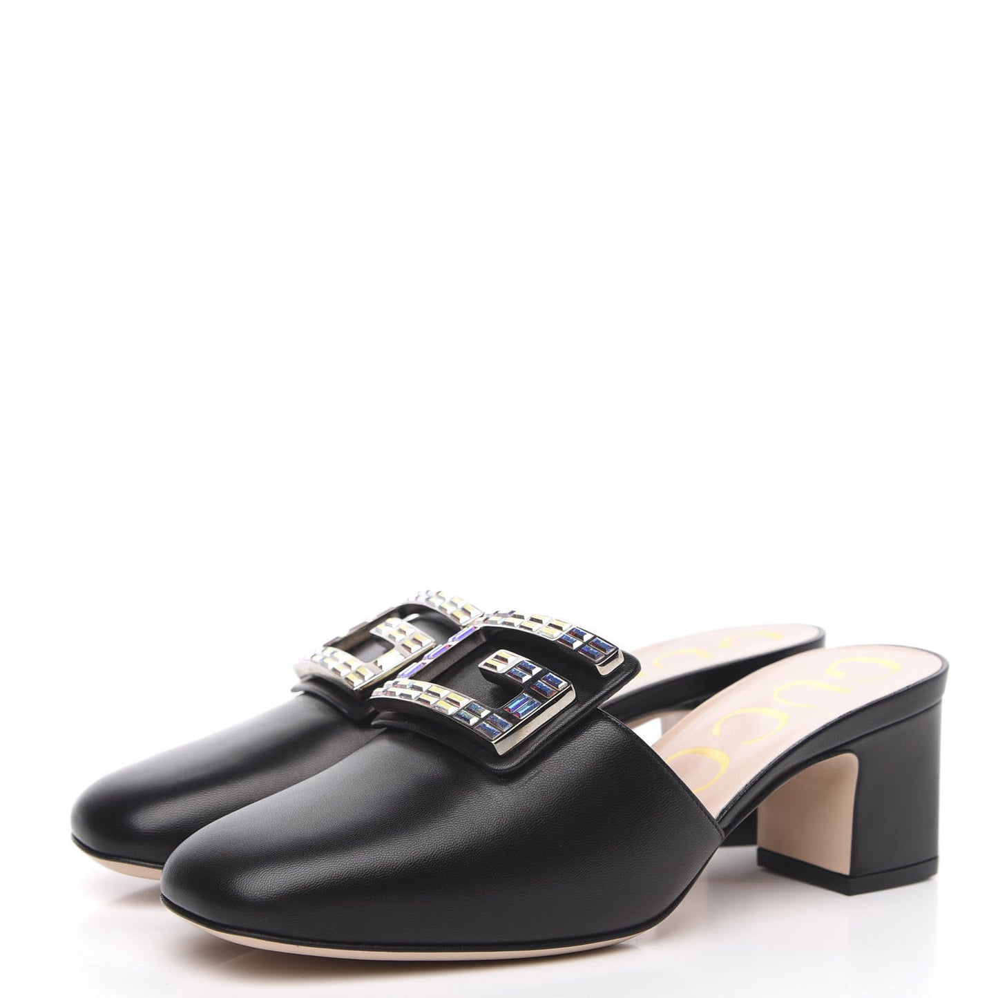 Malaga Kid Crystal Square G Madelyn Mules 36.5 Black