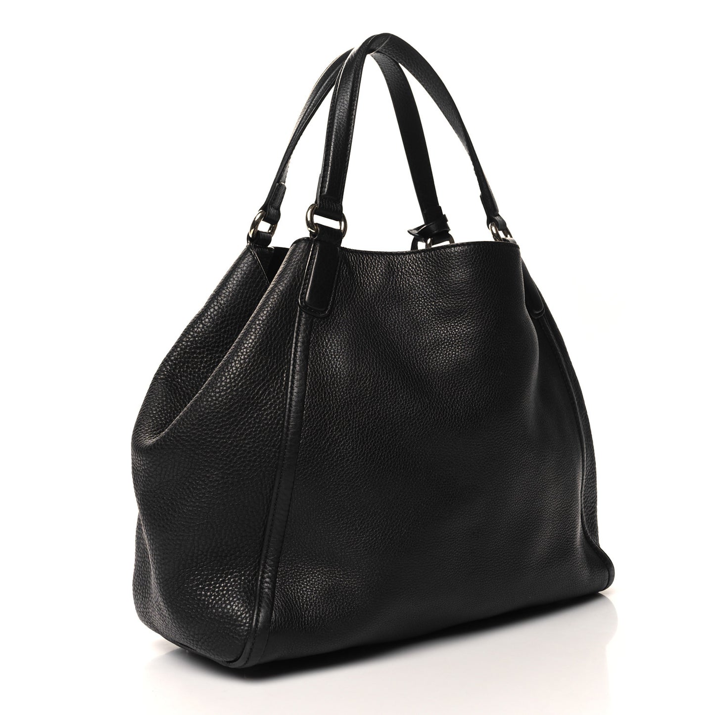 Pebbled Calfskin Medium Soho Shoulder Bag Black