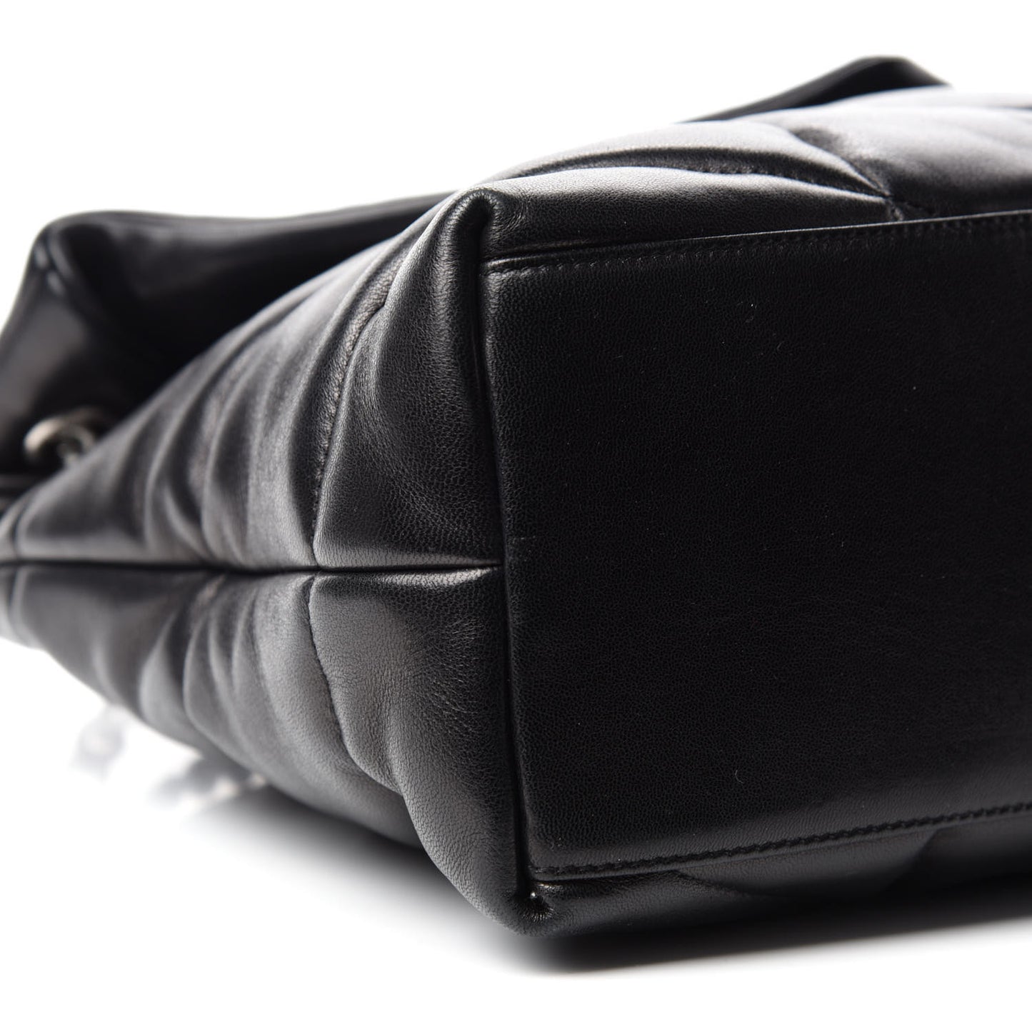 Lambskin Quilted Medium Loulou Puffer Monogram Chain Satchel Black