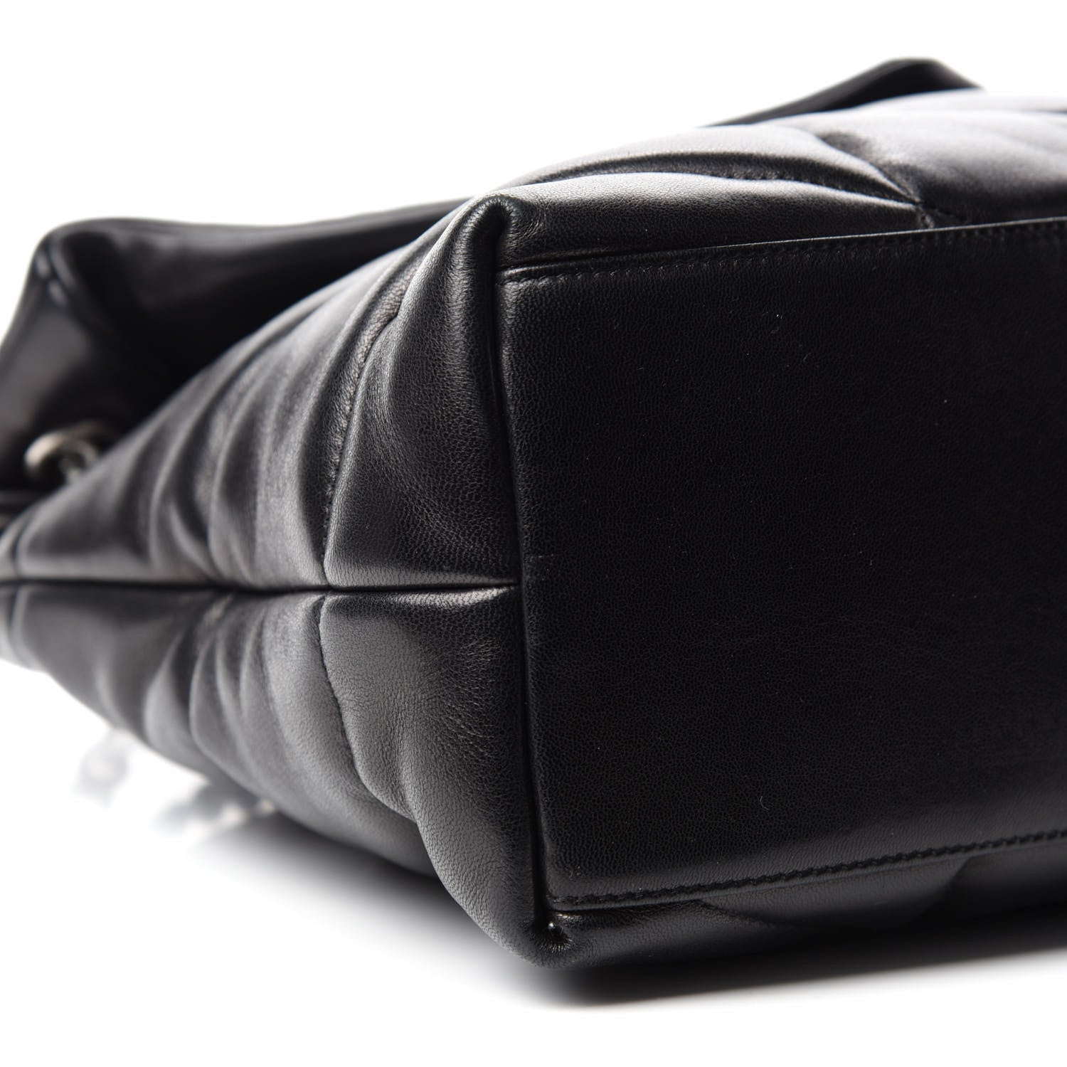 Saint Laurent Lambskin Quilted Medium Loulou Puffer Monogram Chain Satchel Black 6 of 11