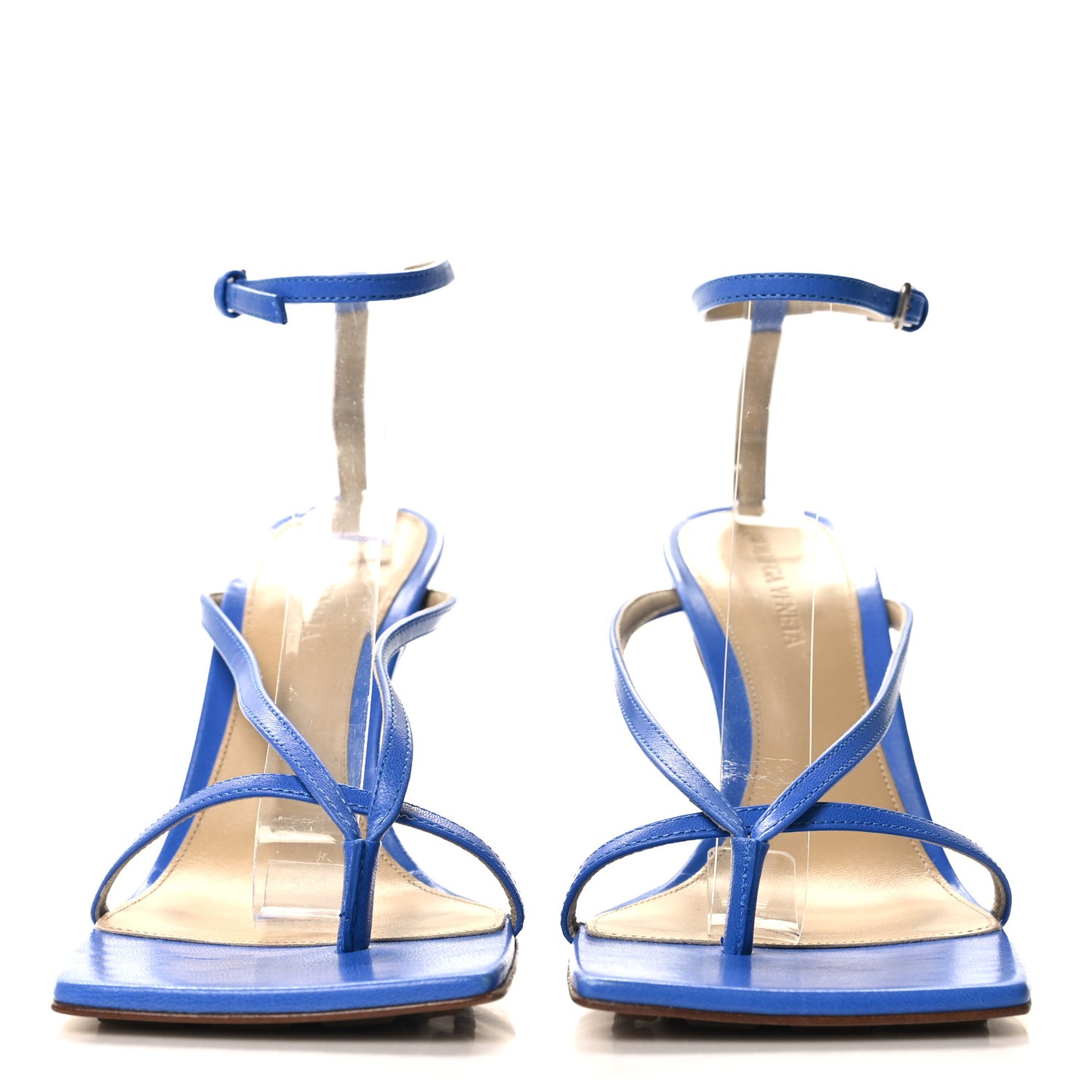 Lambskin Stretch Multi Strap 90mm Sandals 38 Aquarium