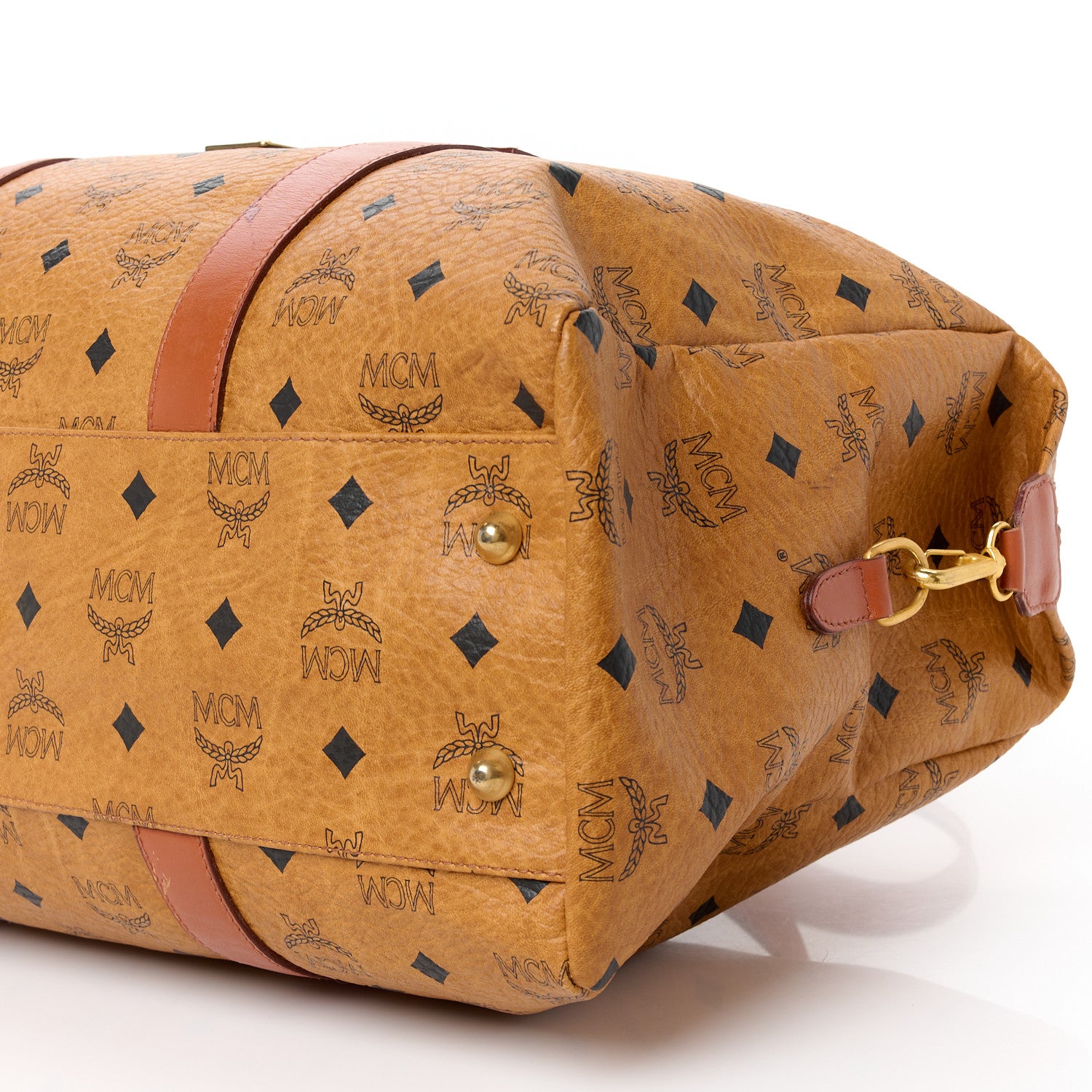 MCM Visetos Golf Duffle Bag Cognac 9 of 10