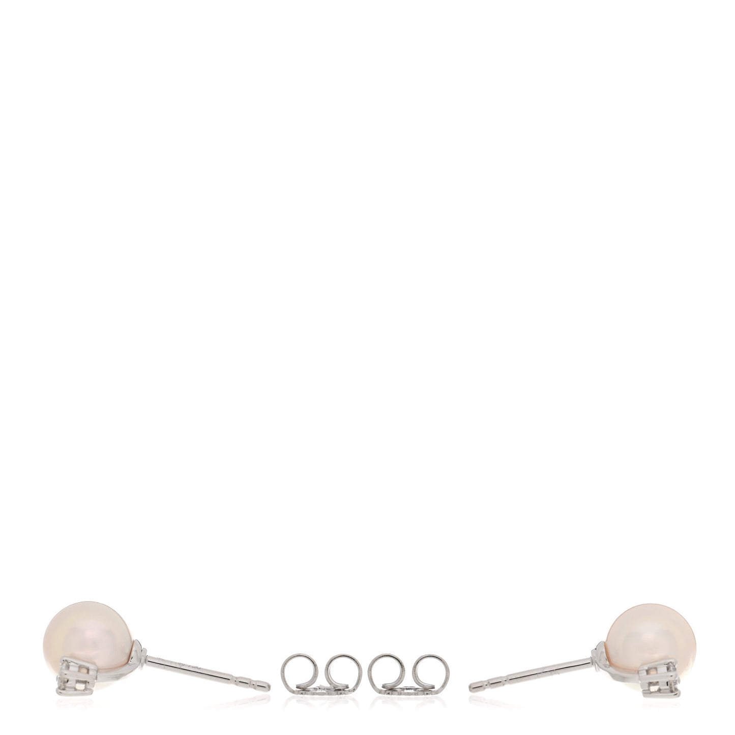 18K White Gold Diamond Akoya Pearl 7-7.5mm Stud Earrings