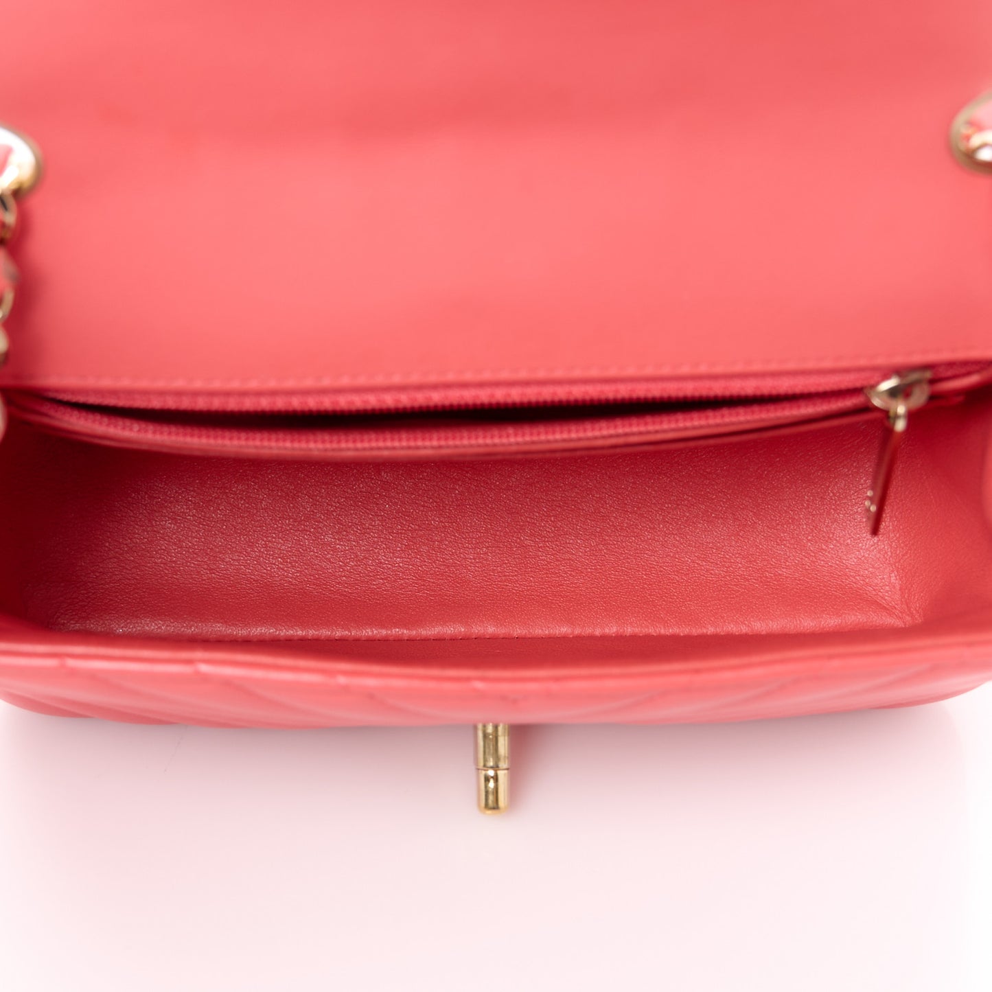 Lambskin Chevron Quilted Mini Rectangular Flap Pink