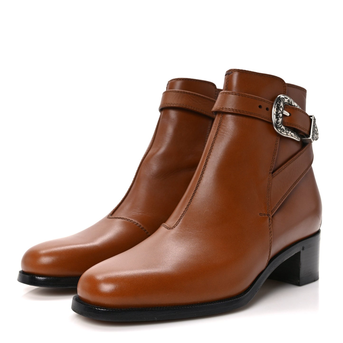 Calfskin Jakarta Buckle Boots 6 Cuir