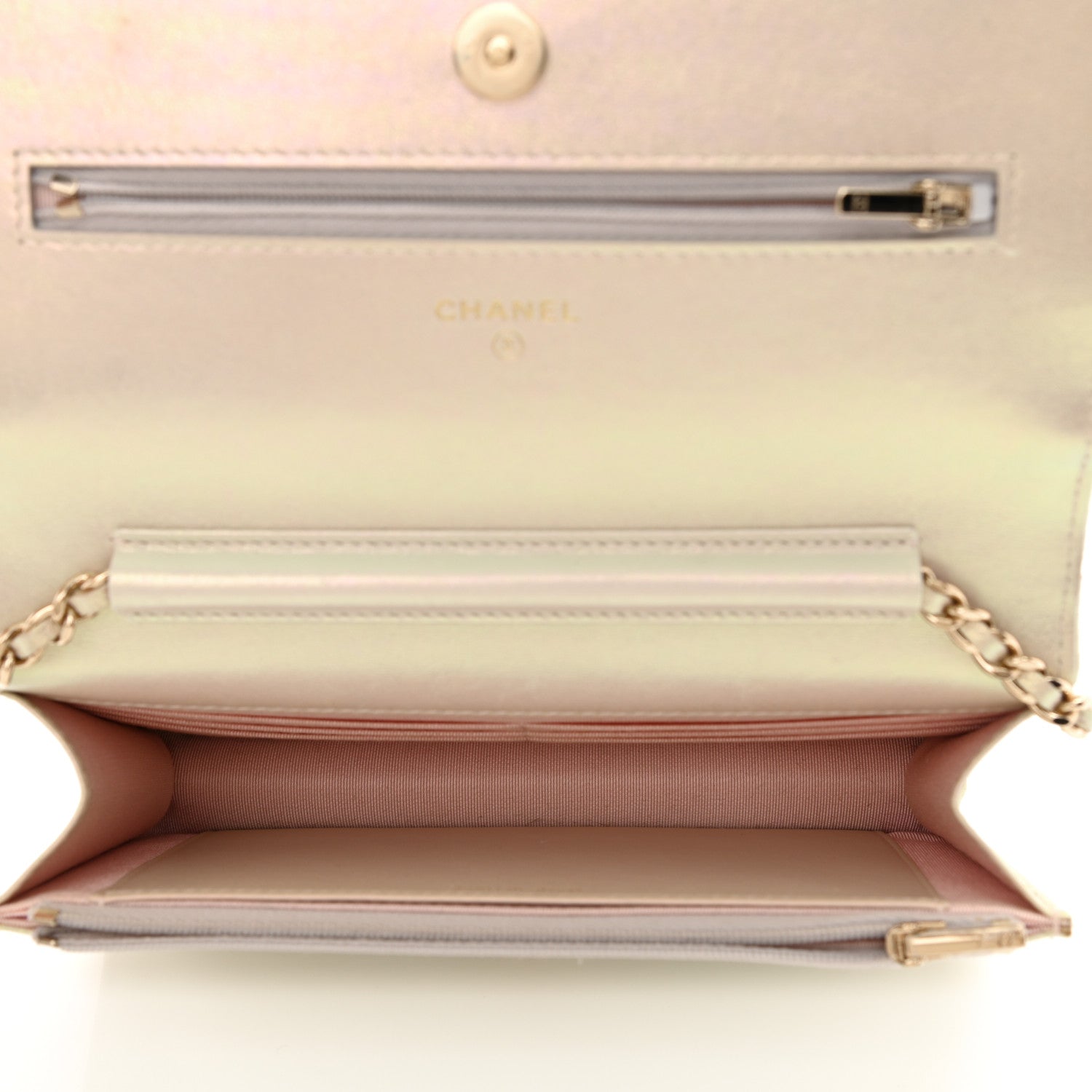 Chanel Iridescent Lambskin Quilted Wallet On Chain WOC Ivory 5 of 11