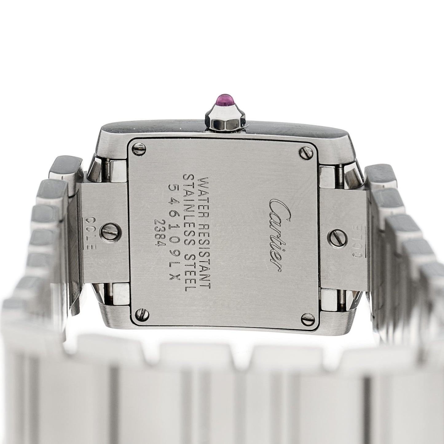 Stainless Steel 20mm Tank Francaise Quartz Watch Raspberry