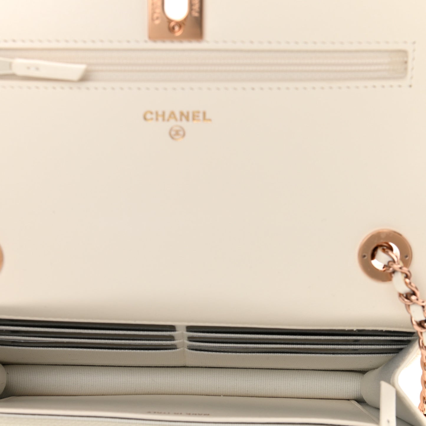 Lambskin Quilted Trendy CC Wallet On Chain WOC White