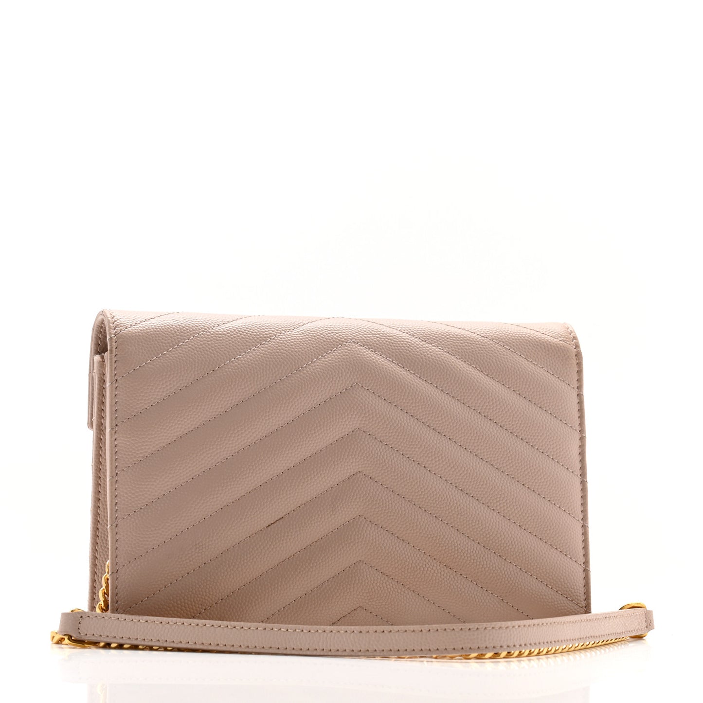 Grain De Poudre Matelasse Chevron Monogram Envelope Chain Wallet Pale Pink
