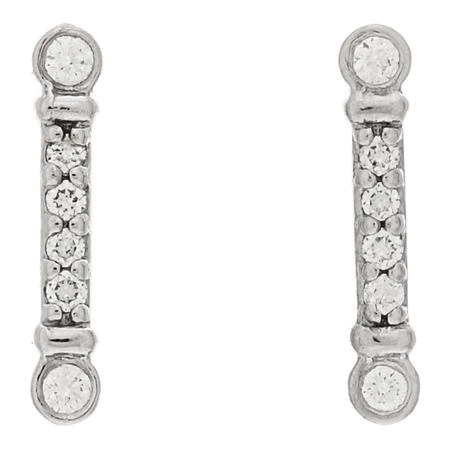 Platinum Diamond Fleur de Lis Key Bar Earrings