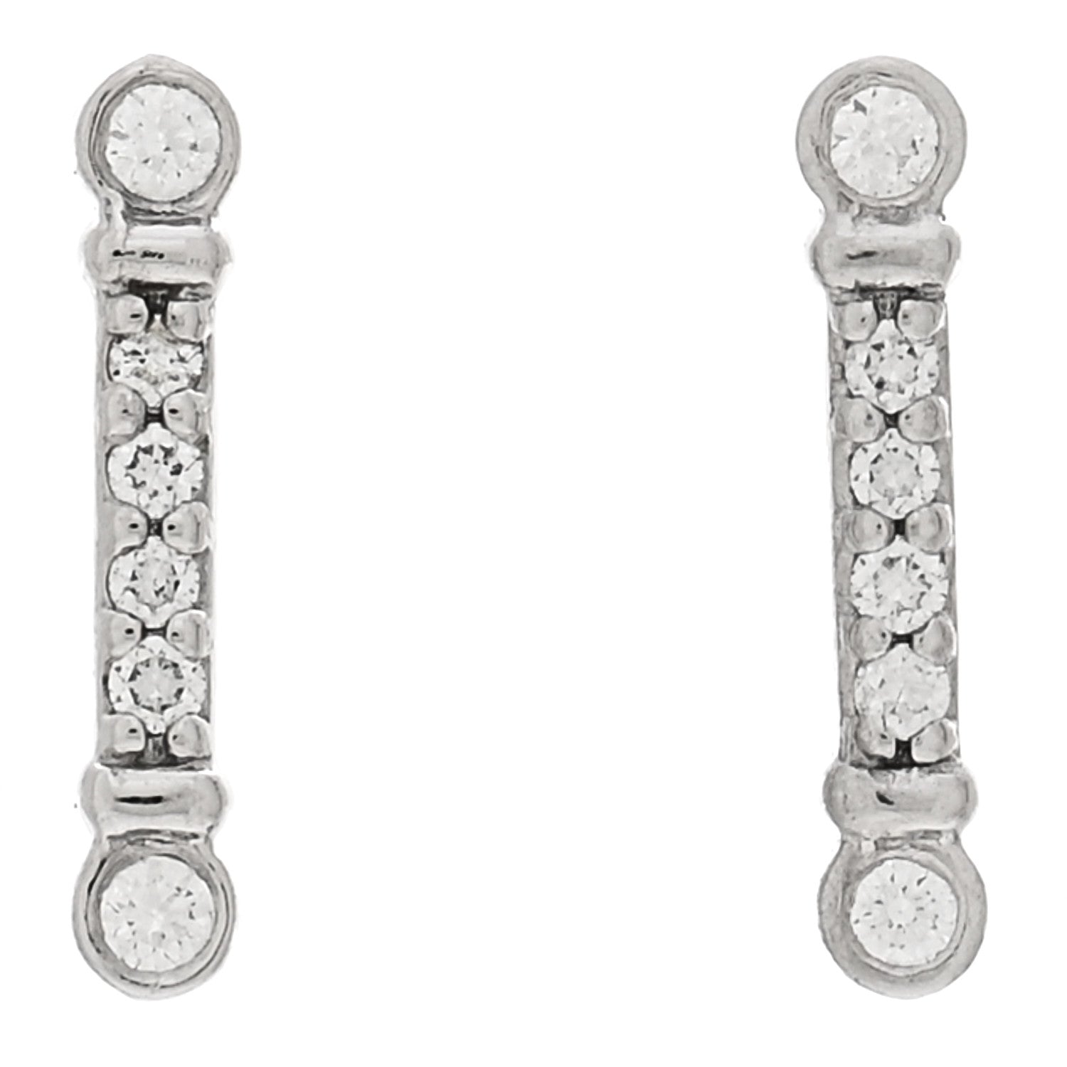 Tiffany Platinum Diamond Fleur de Lis Key Bar Earrings 1 of 2